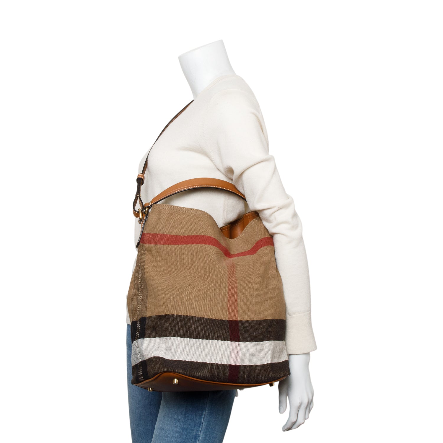 Burberry Mega Check Medium Ashby Hobo Bag w/ Strap & Pouch