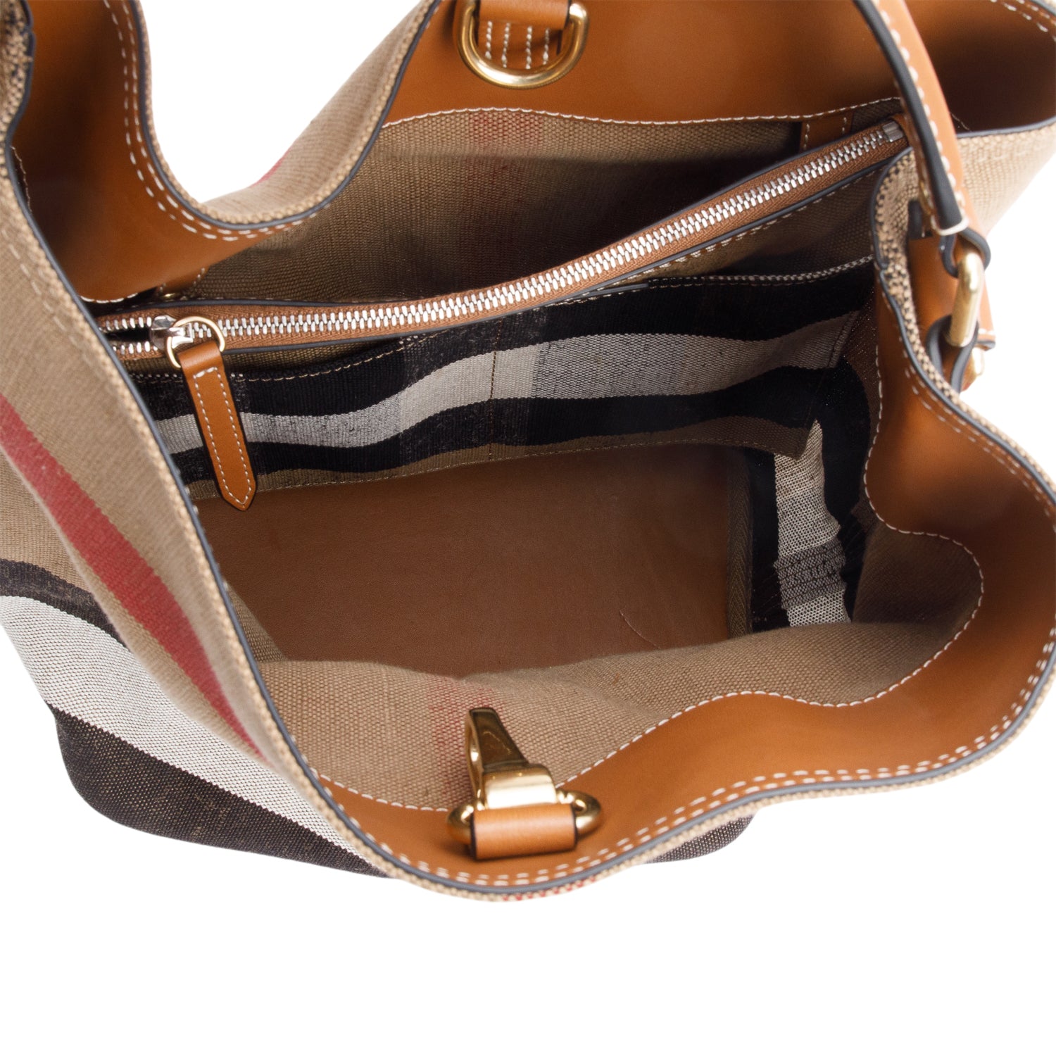 Burberry Mega Check Medium Ashby Hobo Bag w/ Strap & Pouch