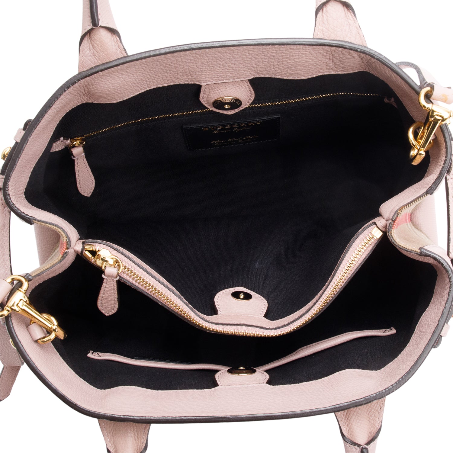 Burberry Pink Calfskin Leather House Check Medium Banner Tote w/ Strap