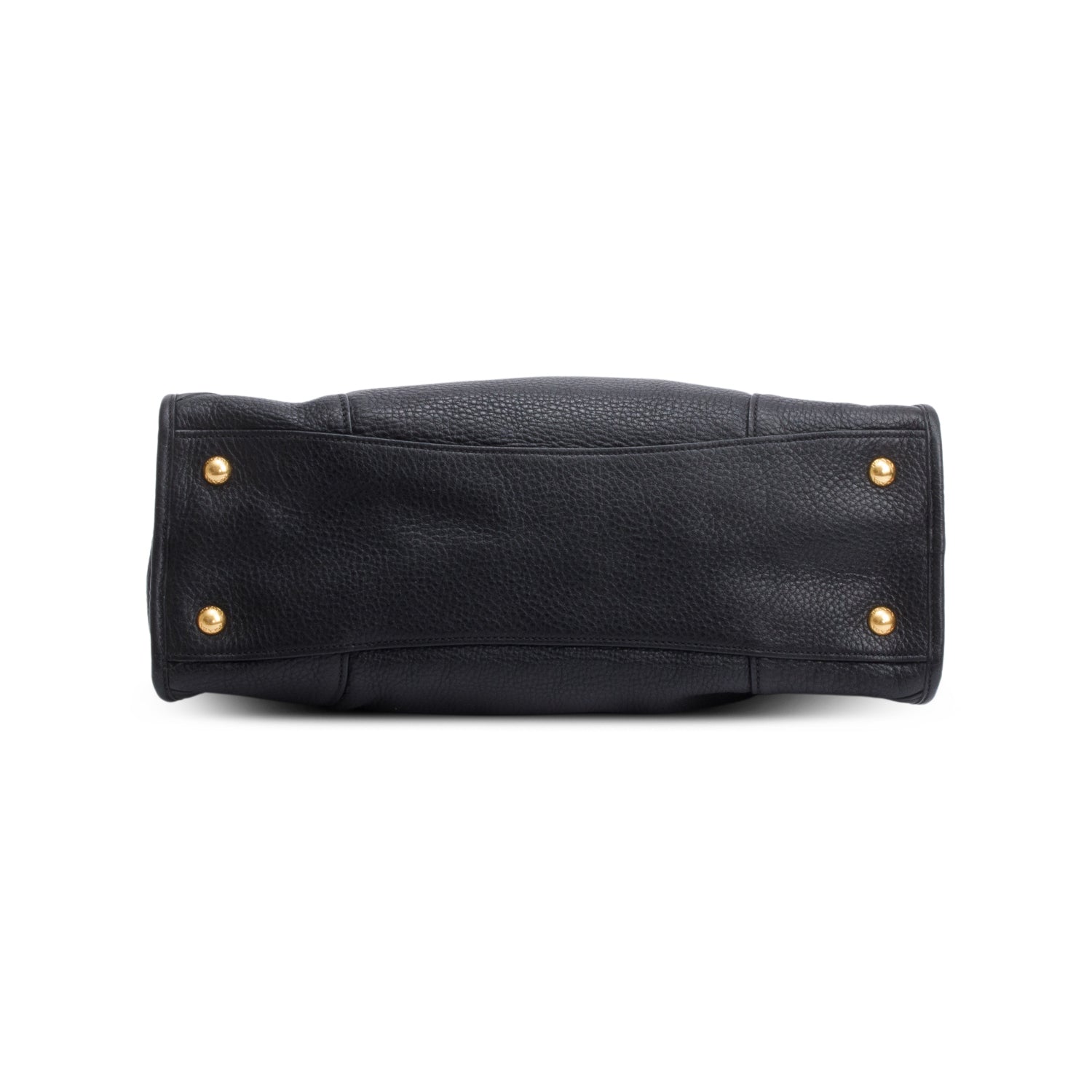 Prada Black Vitello Daino Leather Zip Convertible Tote w/ Strap