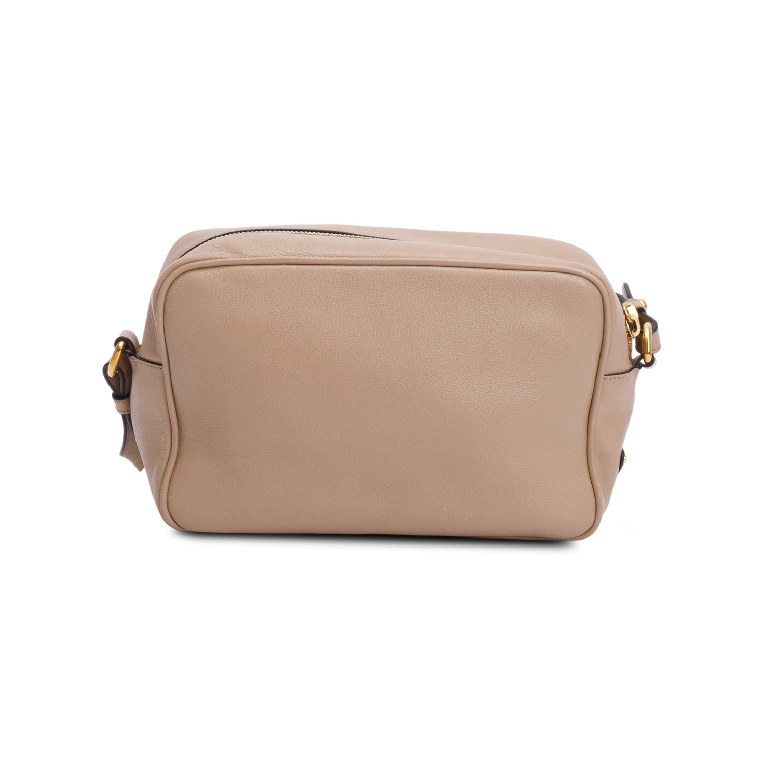 Prada Beige Glace Calf Leather Logo Camera Crossbody Bag w/ Authenticity Card