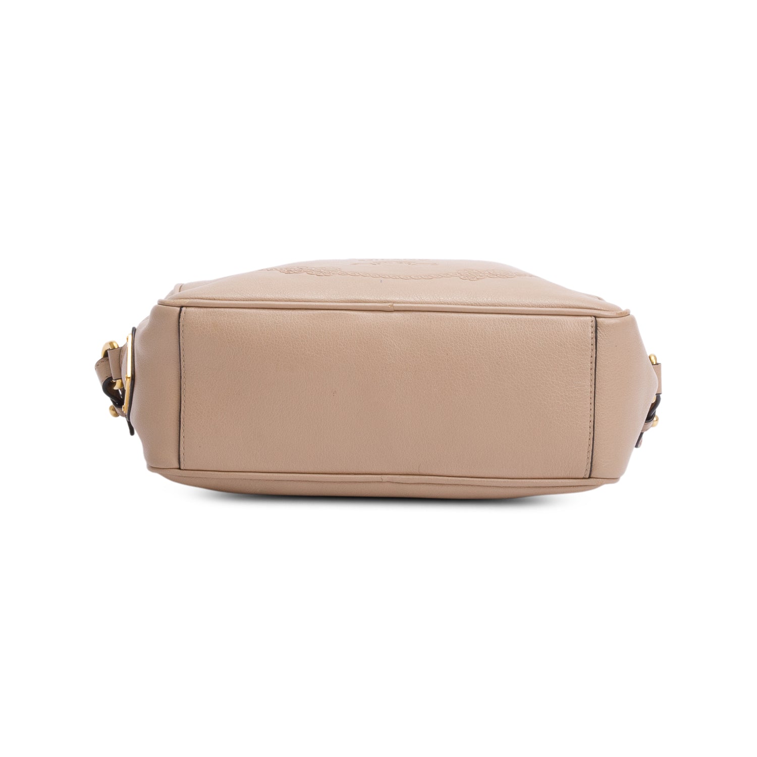 Prada Beige Glace Calf Leather Logo Camera Crossbody Bag w/ Authenticity Card