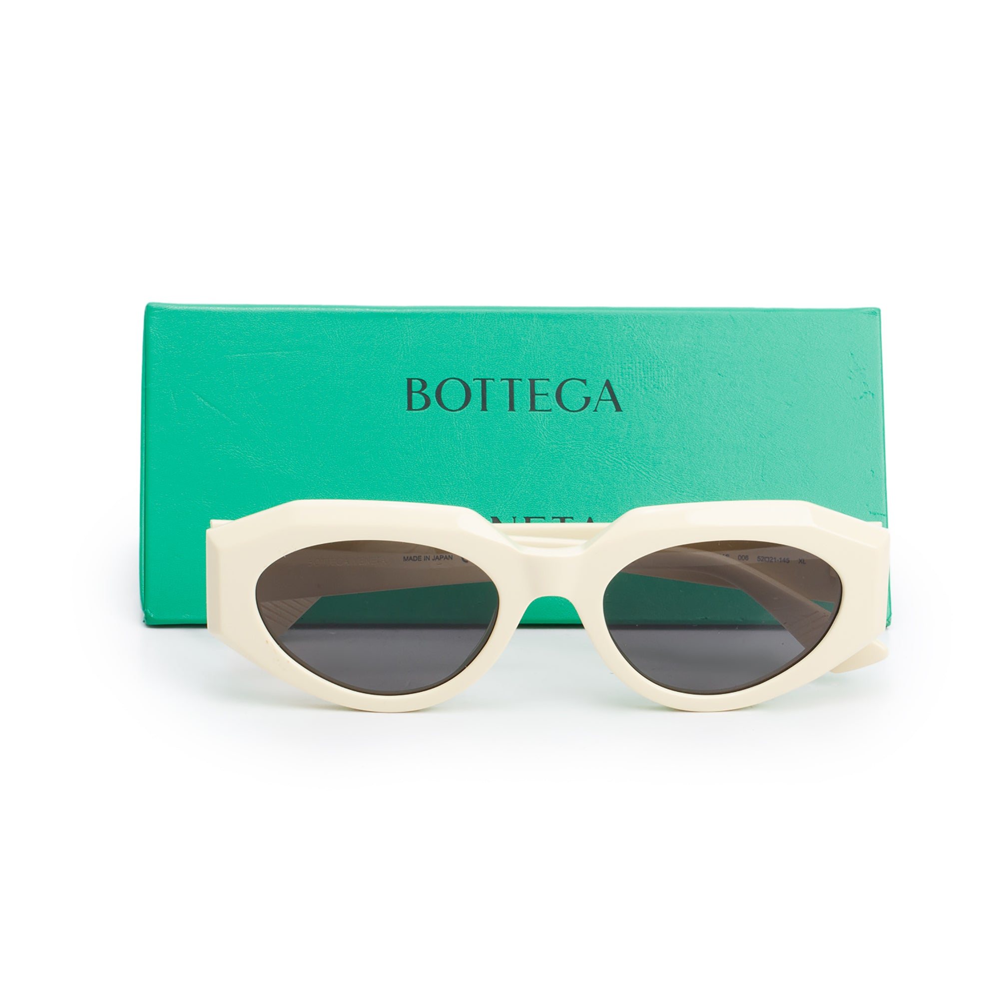 Bottega Veneta BV1031S Ivory Acetate Angle Hexagonal Sunglasses w/ Case & Authenticity Card