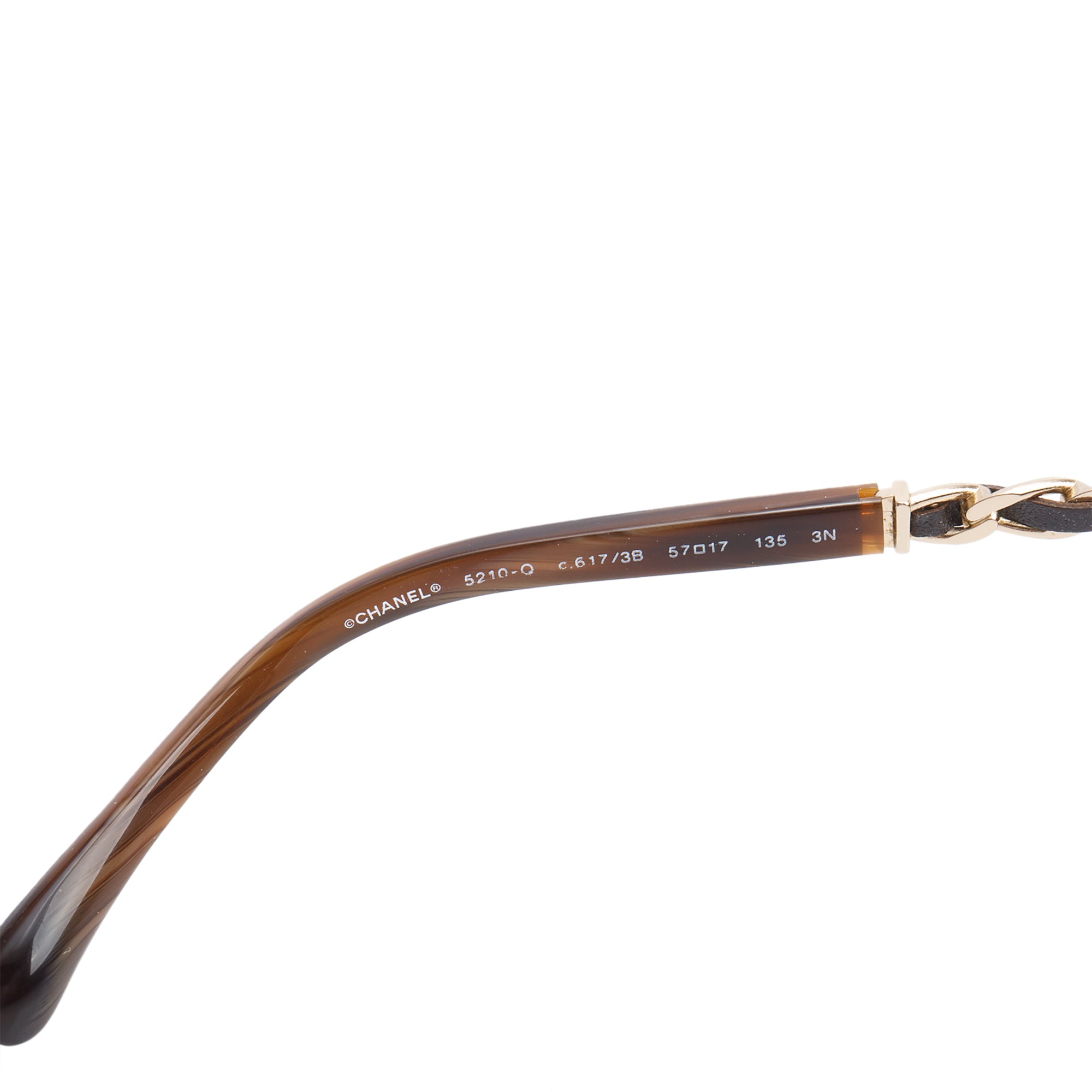 Chanel 5210-Q Chain Link Leather Interlocking CC Accent Square Sunglasses w/  Case