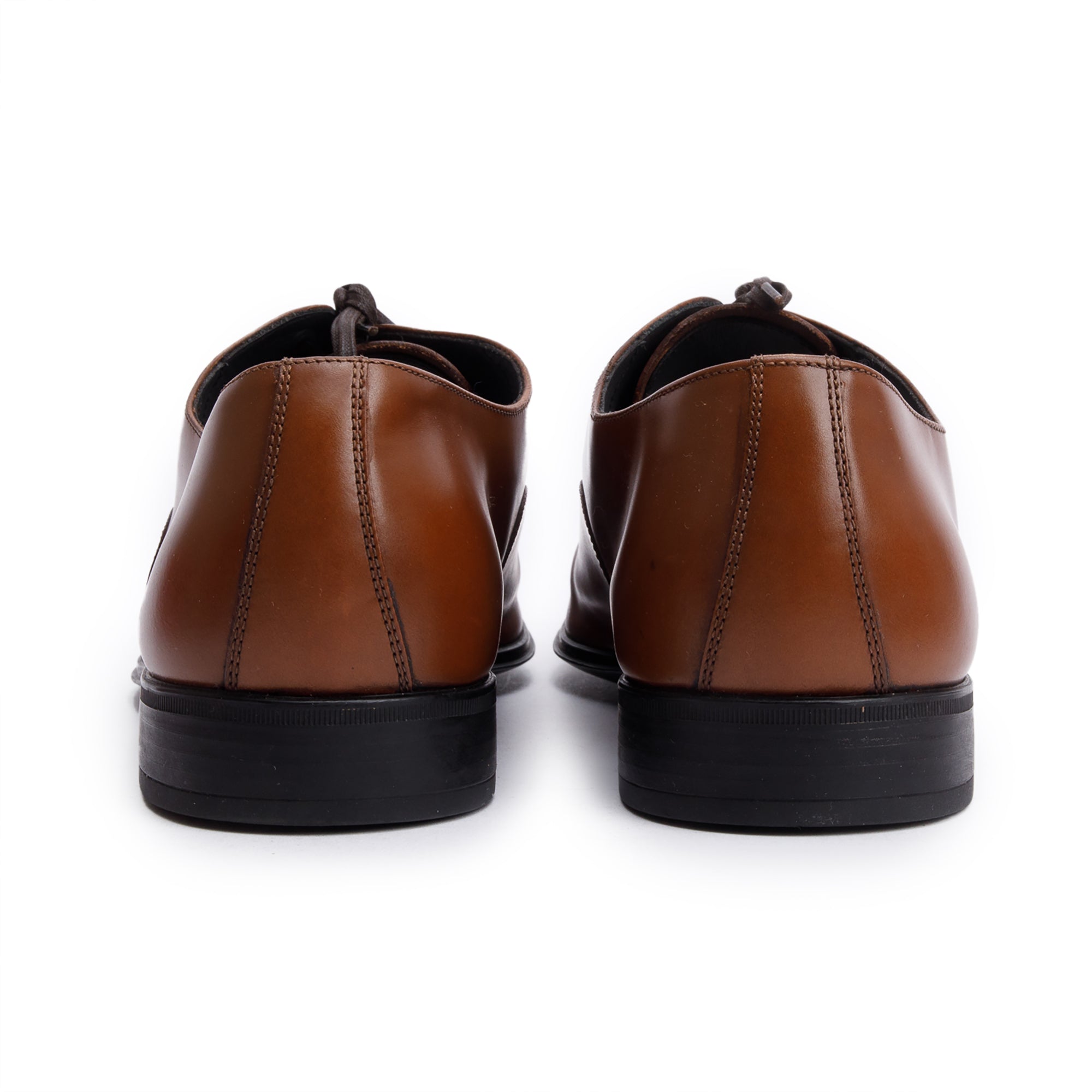 Salvatore Ferragamo Brown Leather Remigio Oxford Shoes, Size 7.5 w/ Box