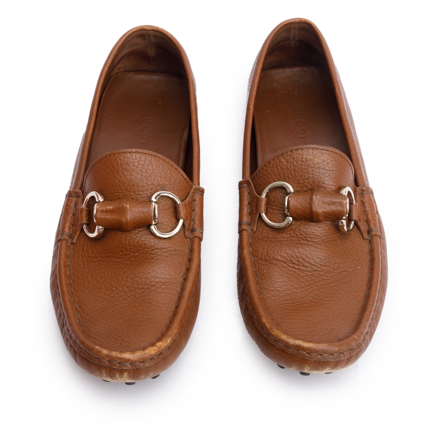 Gucci Brown Leather Horsebit Accent Loafers, Size 37 w/ Box