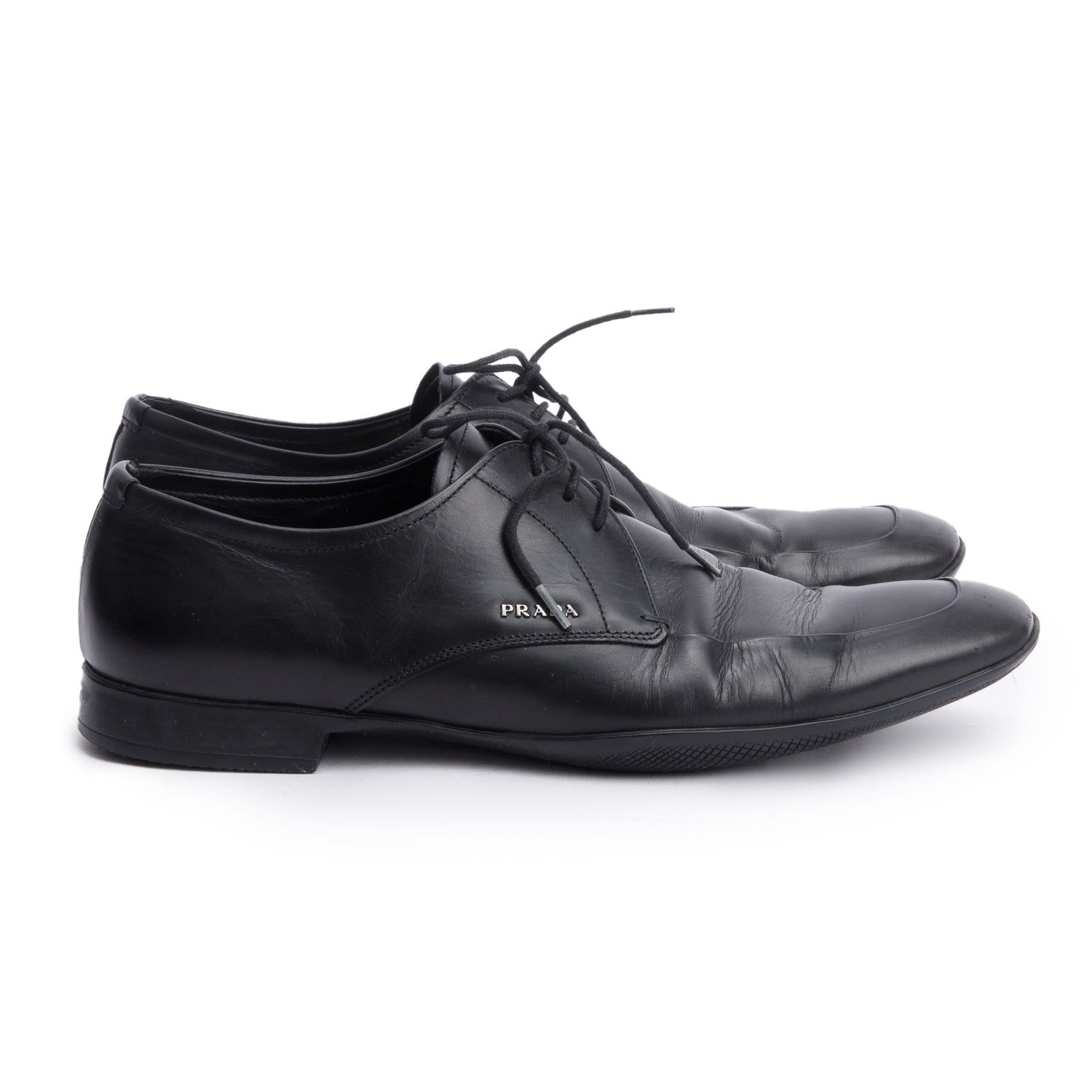 Prada Black Leather Laced Oxford Men's Shoes, Size 7 w/ Box