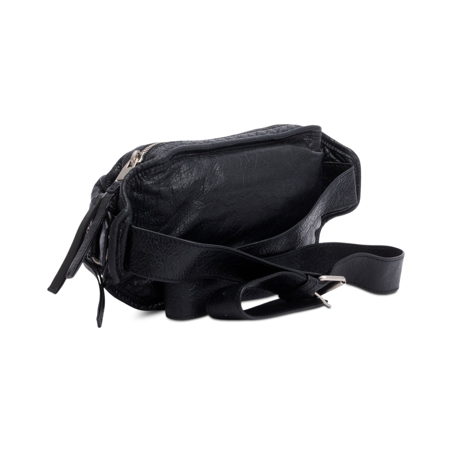 Balenciaga Black Arena Leather Classic Motocross Neo Lift Hip Bag