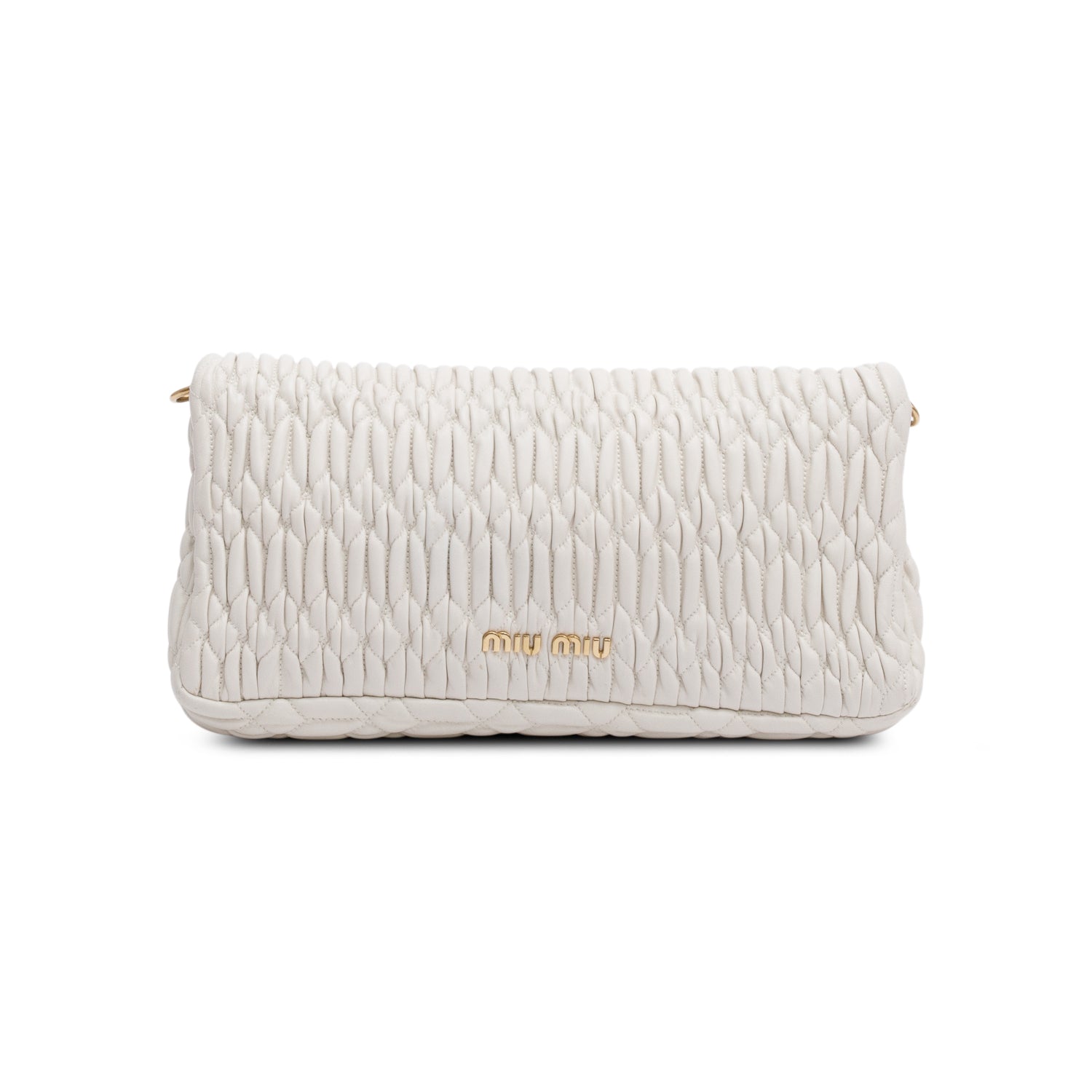 Miu Miu 2021 White Nappa Iconic Crystal Cloque Flap Shoulder Bag w/ Straps & Receipt