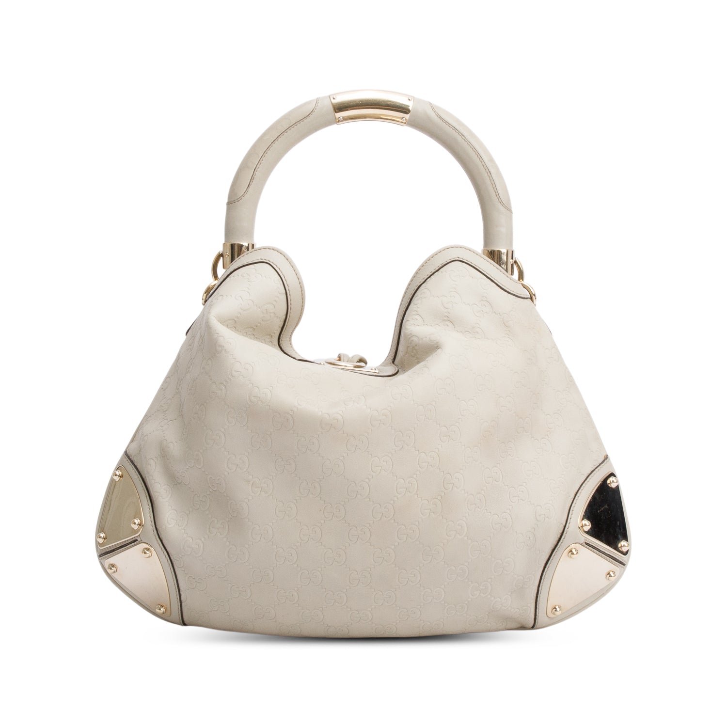 Gucci Ivory Guccissima Leather Medium Bamboo Indy Tassel Hobo w/ Strap