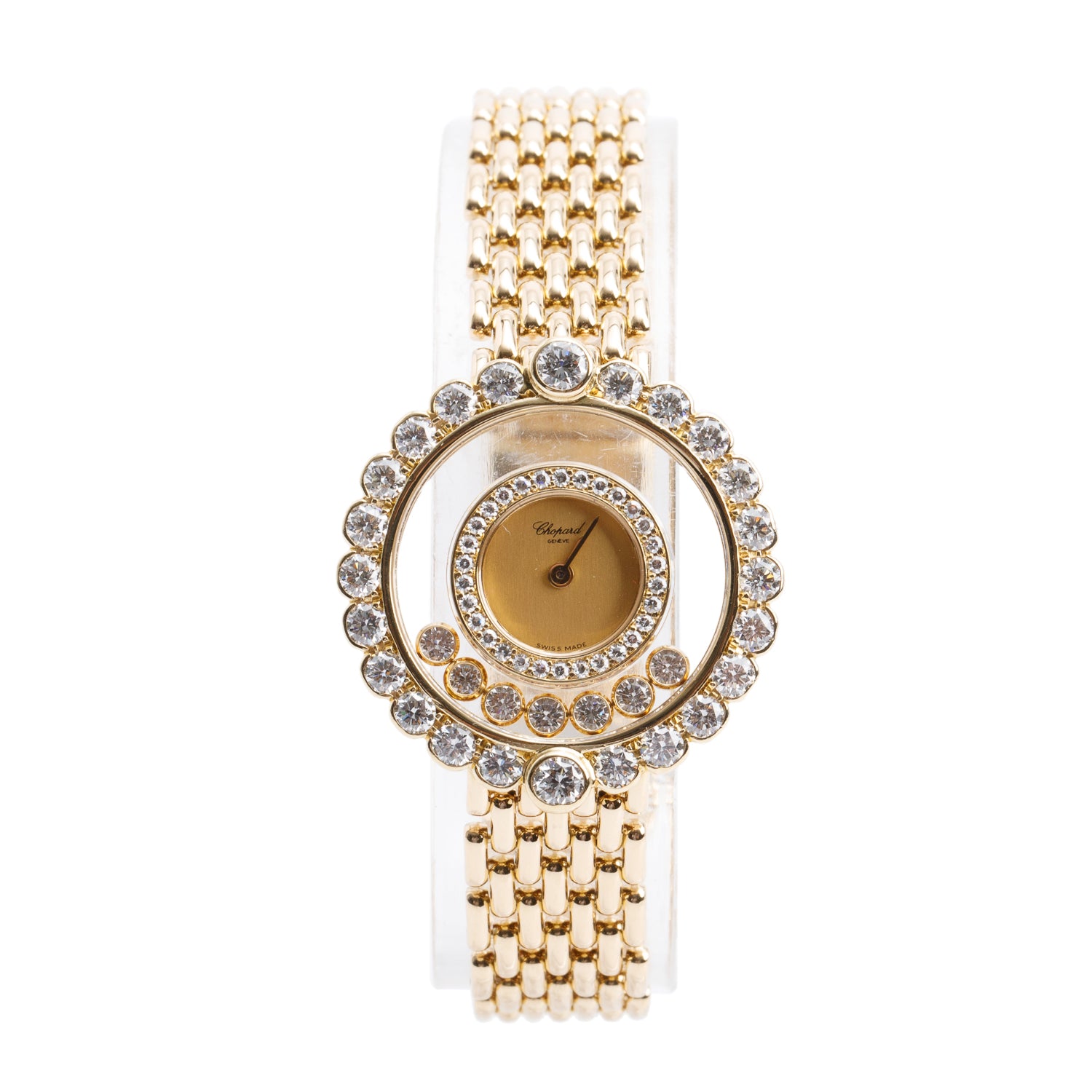 Chopard 18k Yellow Gold Diamond 27 MM Happy Diamonds Watch 4097
