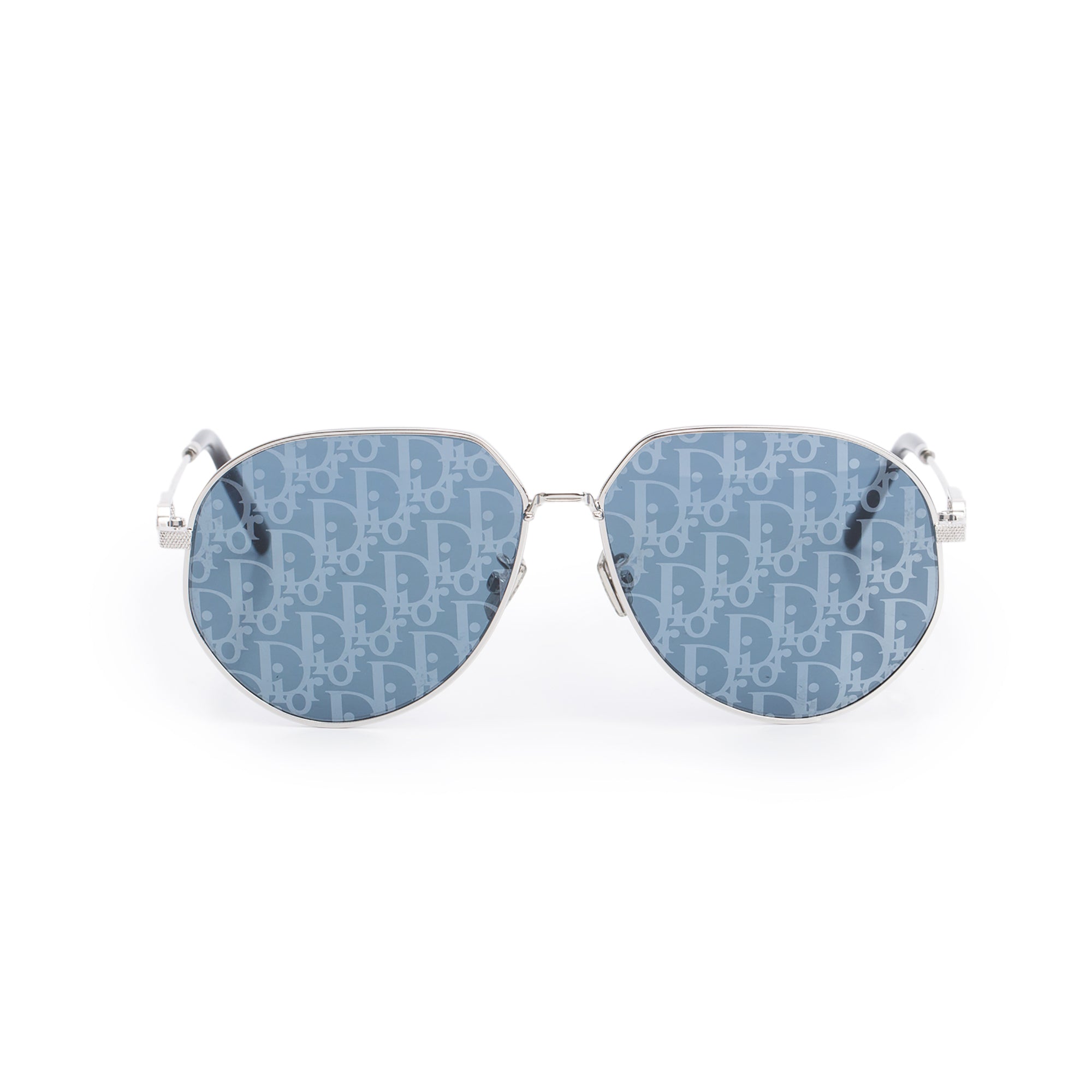 Christian Dior Silver-Tone Metal CD Link A1U Sunglasses w/ Box & Case