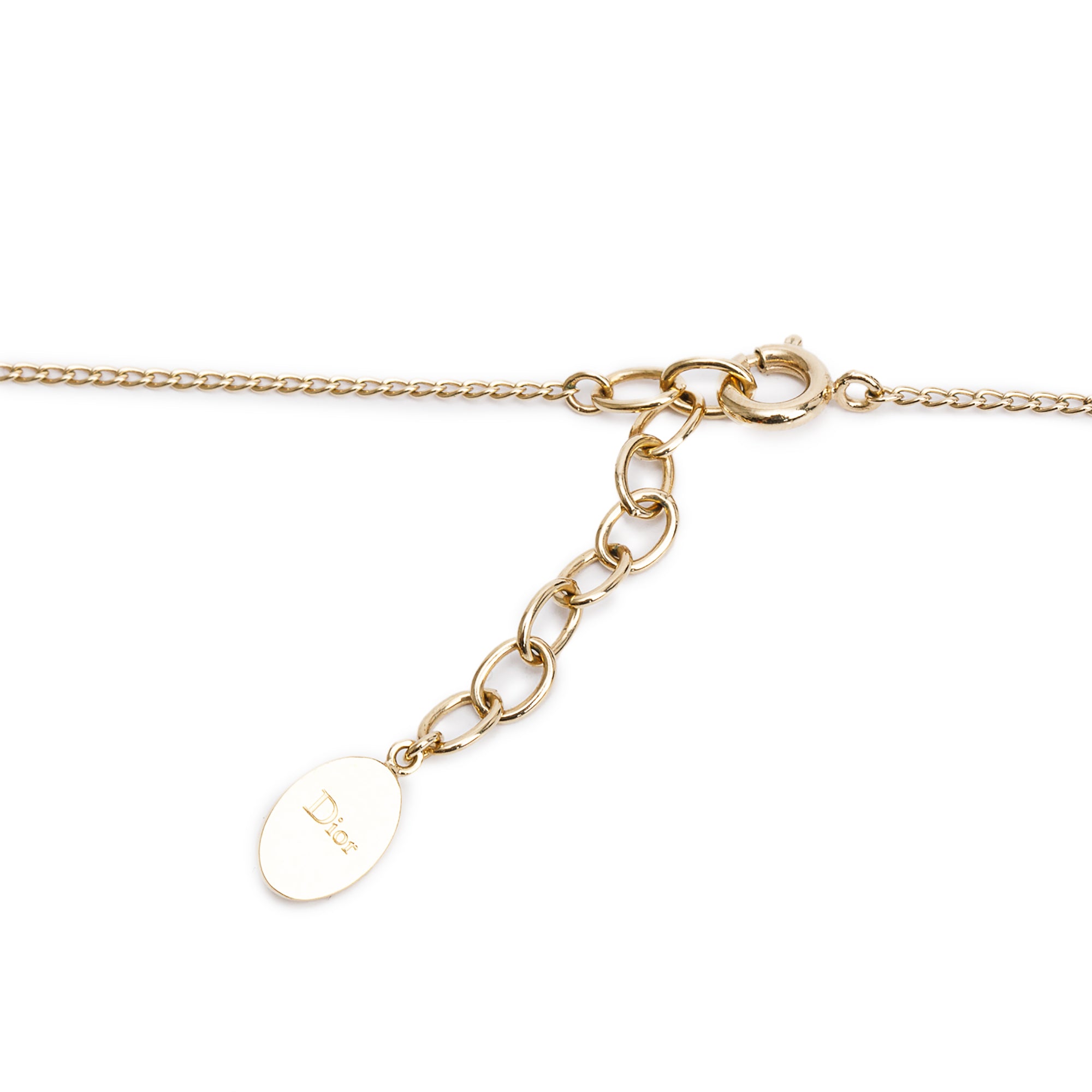 Christian Dior Gold-Tone Resin Pearl Petite CD Necklace