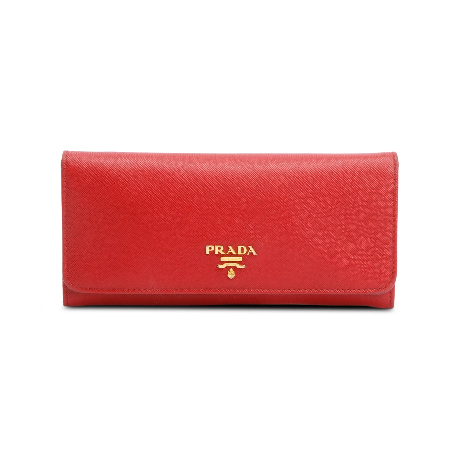 Prada Red Saffiano Leather Continental Wallet w/ Box