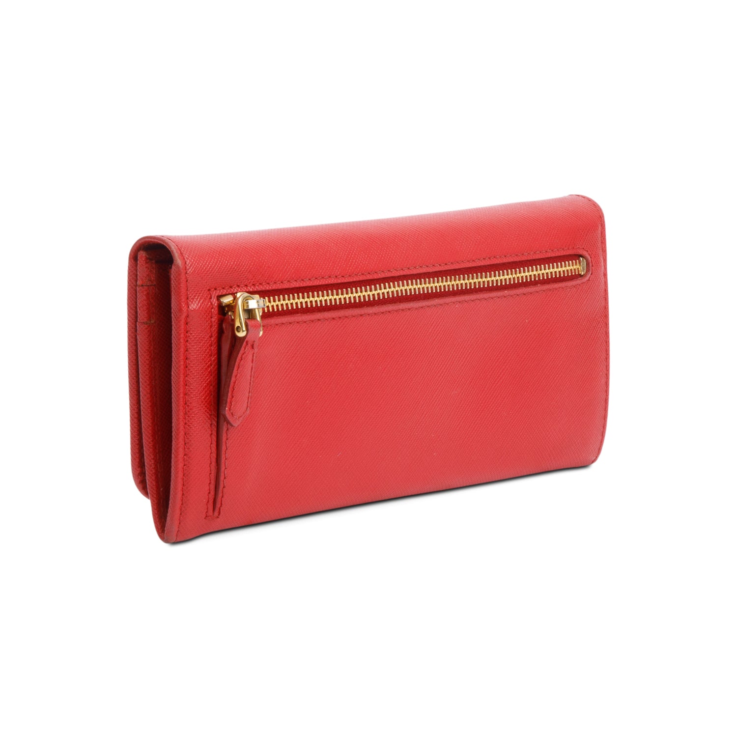 Prada Red Saffiano Leather Continental Wallet w/ Box