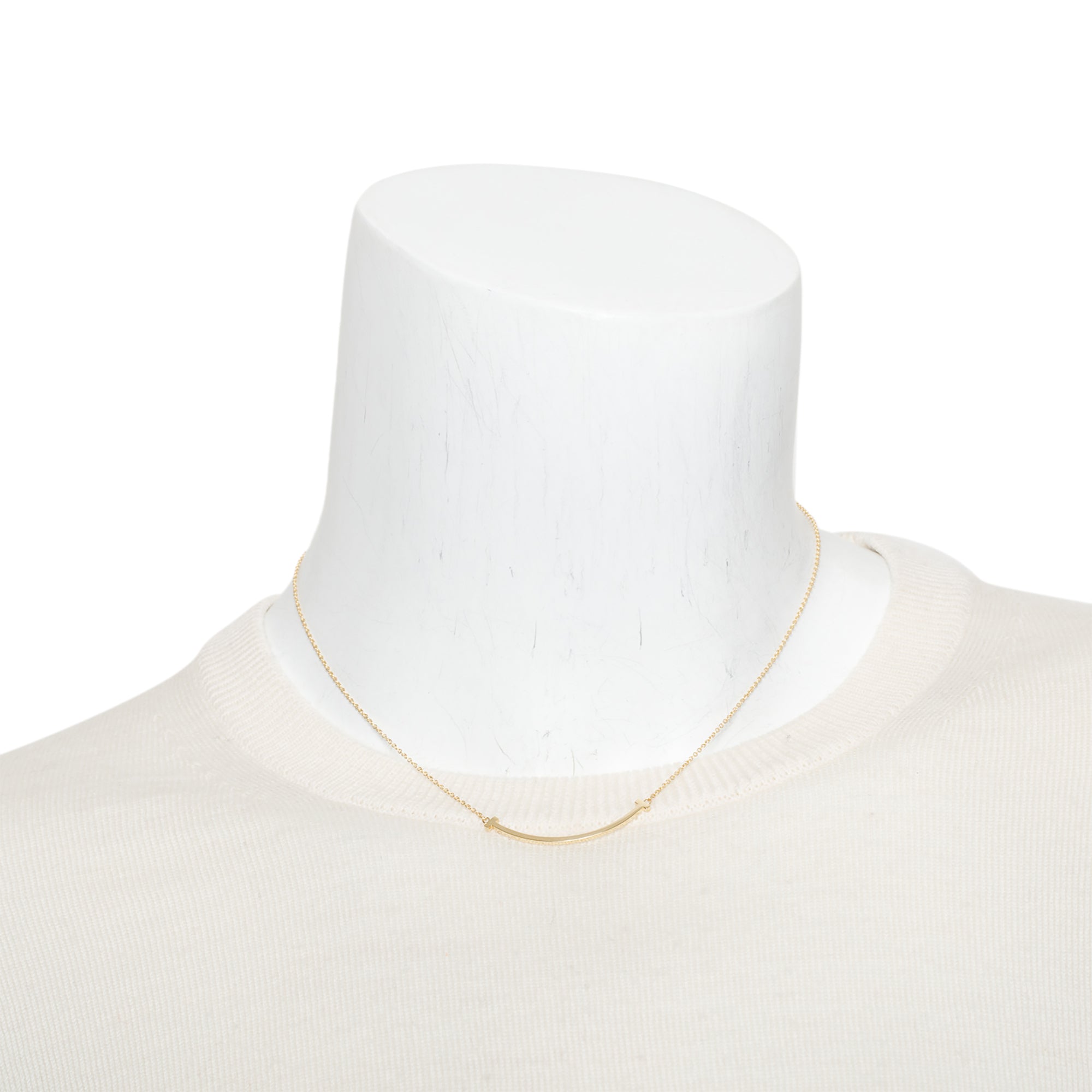 Tiffany & Co. 18k Yellow Gold Small T Smile Pendant Necklace w/ Box