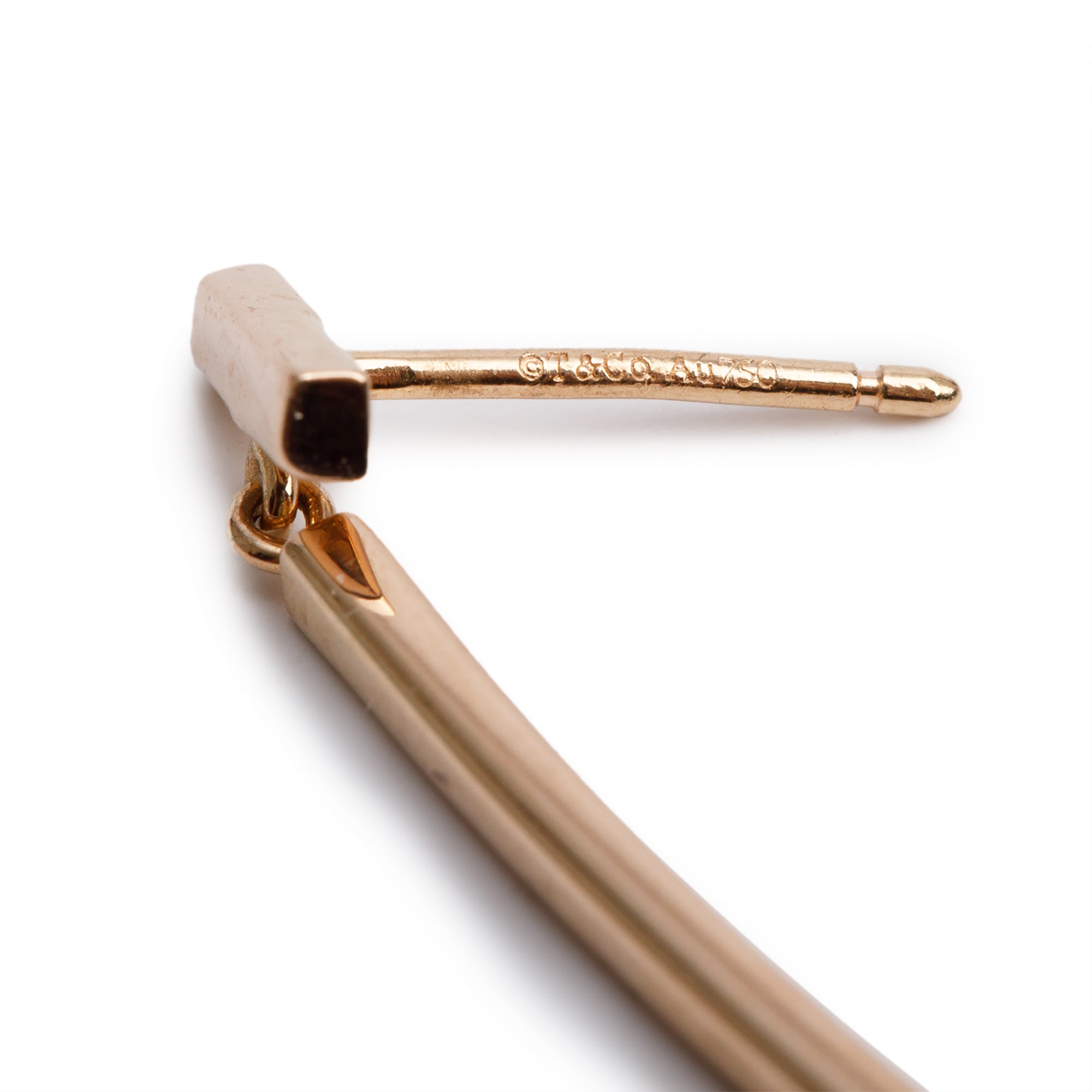 Tiffany & Co. 18k Rose Gold T Bar Earrings w/ Box