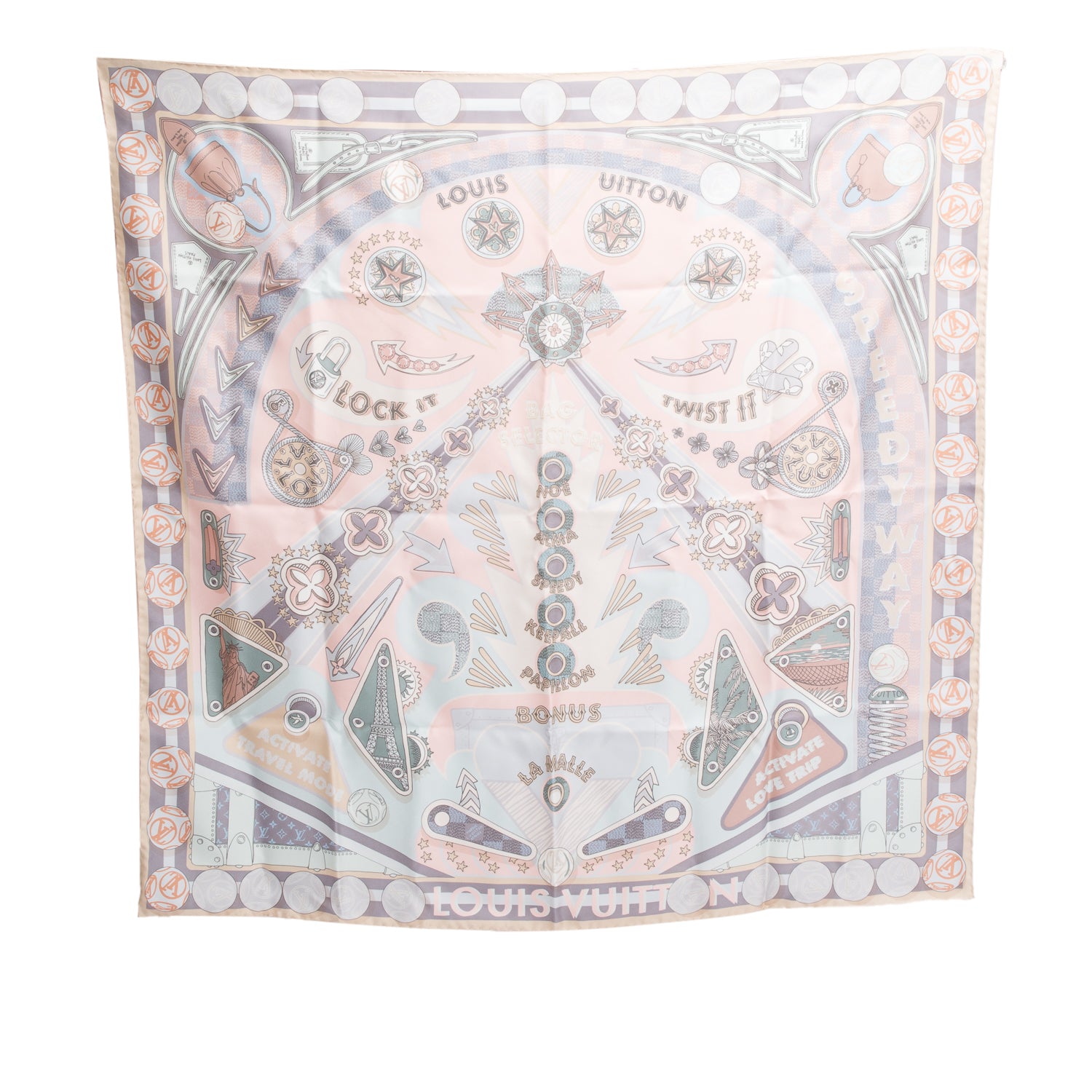 Louis Vuitton Pink Multicolor Pinball Silk Scarf