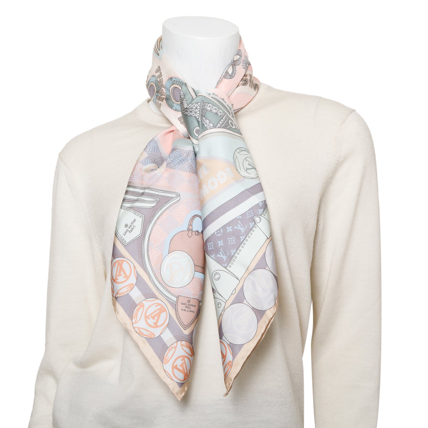 Louis Vuitton Pink Multicolor Pinball Silk Scarf
