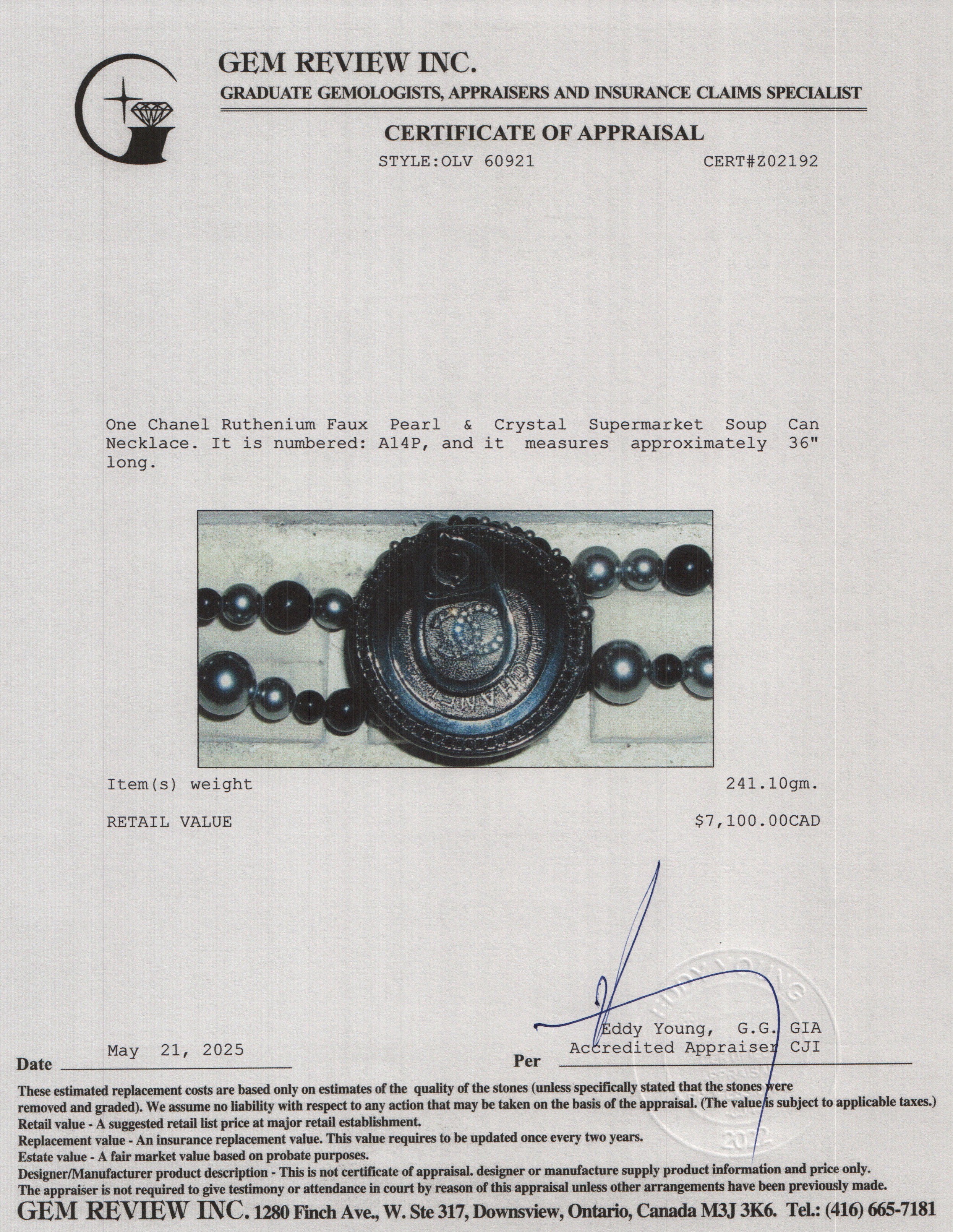 Chanel Ruthenium Faux Pearl & Crystal Supermarket Soup Can Necklace w/ Box