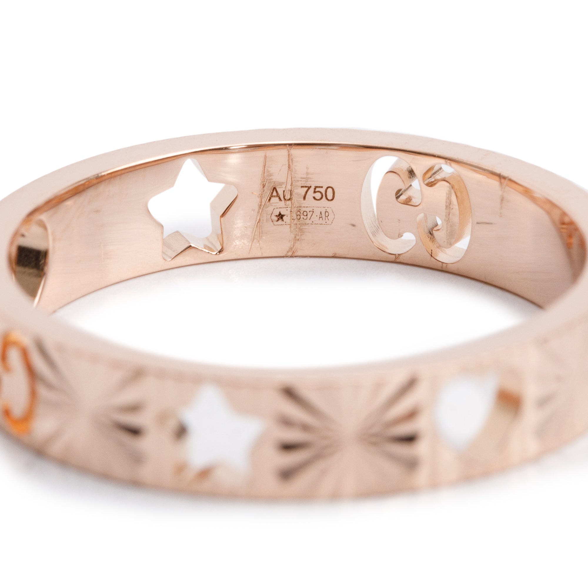 Gucci 18k Rose Gold Icon Cosmogonie Star and Heart Ring, Size 16 7.5 w/ Box
