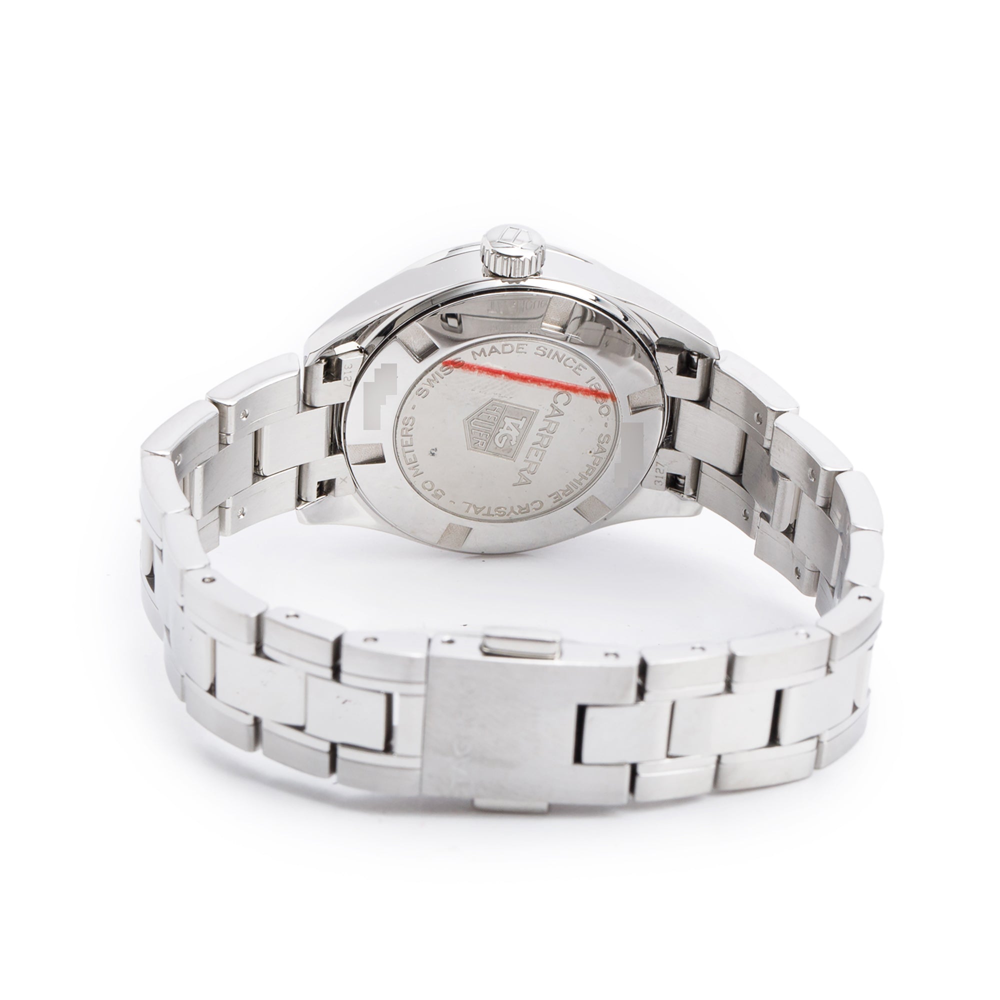 Tag Heuer Stainless Steel Carrera 27 MM Quartz Watch Black Dial WV1414