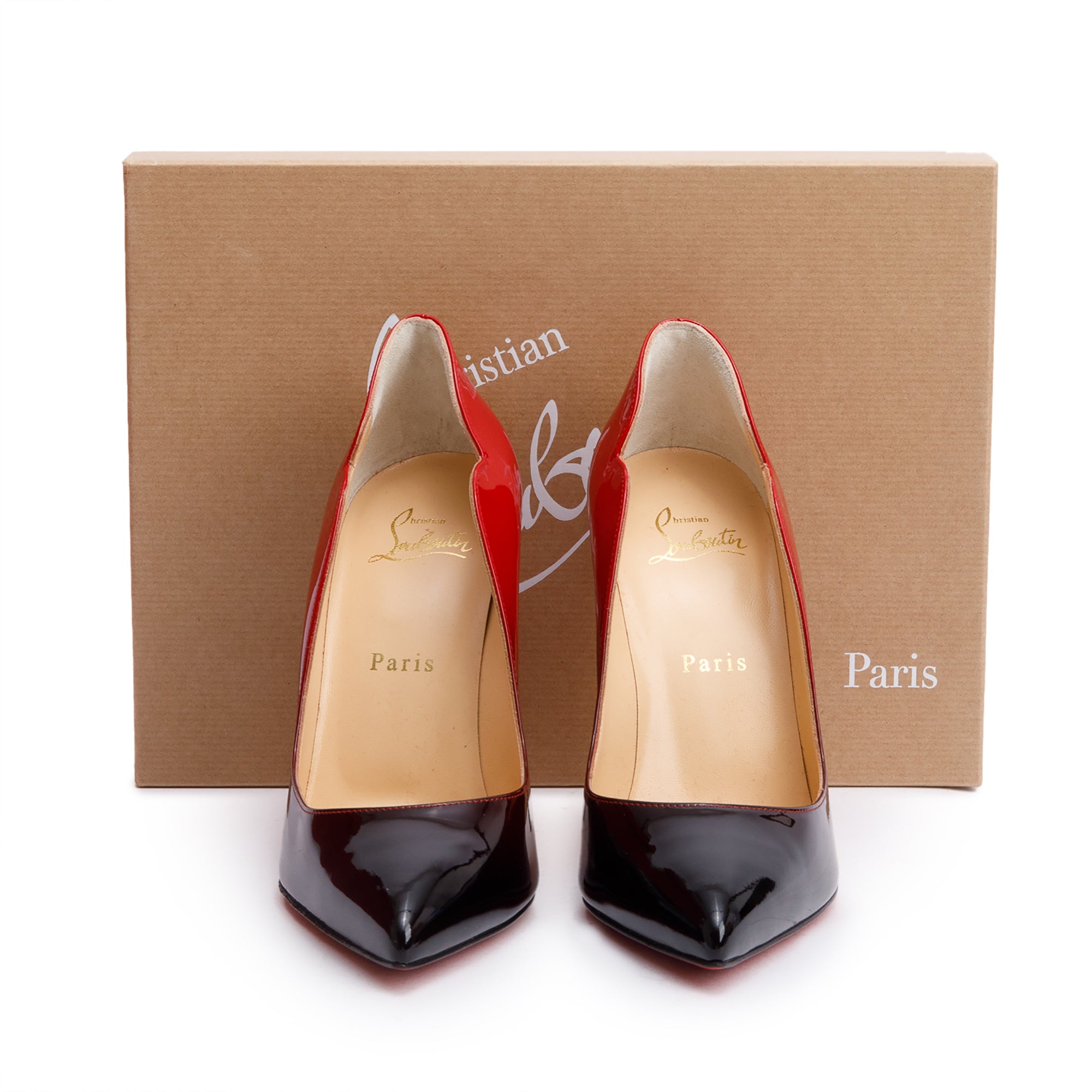 Christian Louboutin 2022 Red Ombre Patent Leather Hot Chick 100 Pumps, Size 38 w/ Box & Receipt
