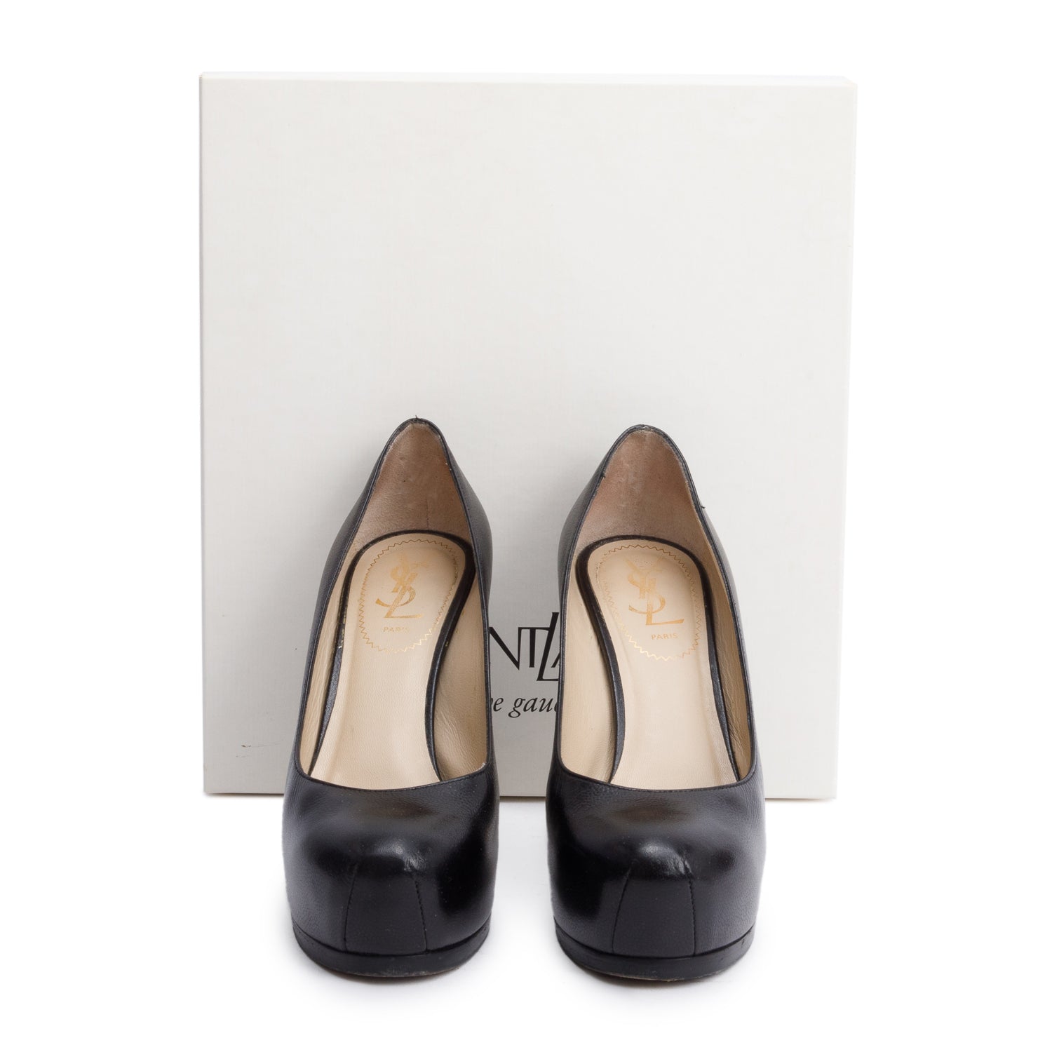 Saint Laurent Black Leather Tribtoo 85 Platform Pumps, Size 36.5 w/ Box