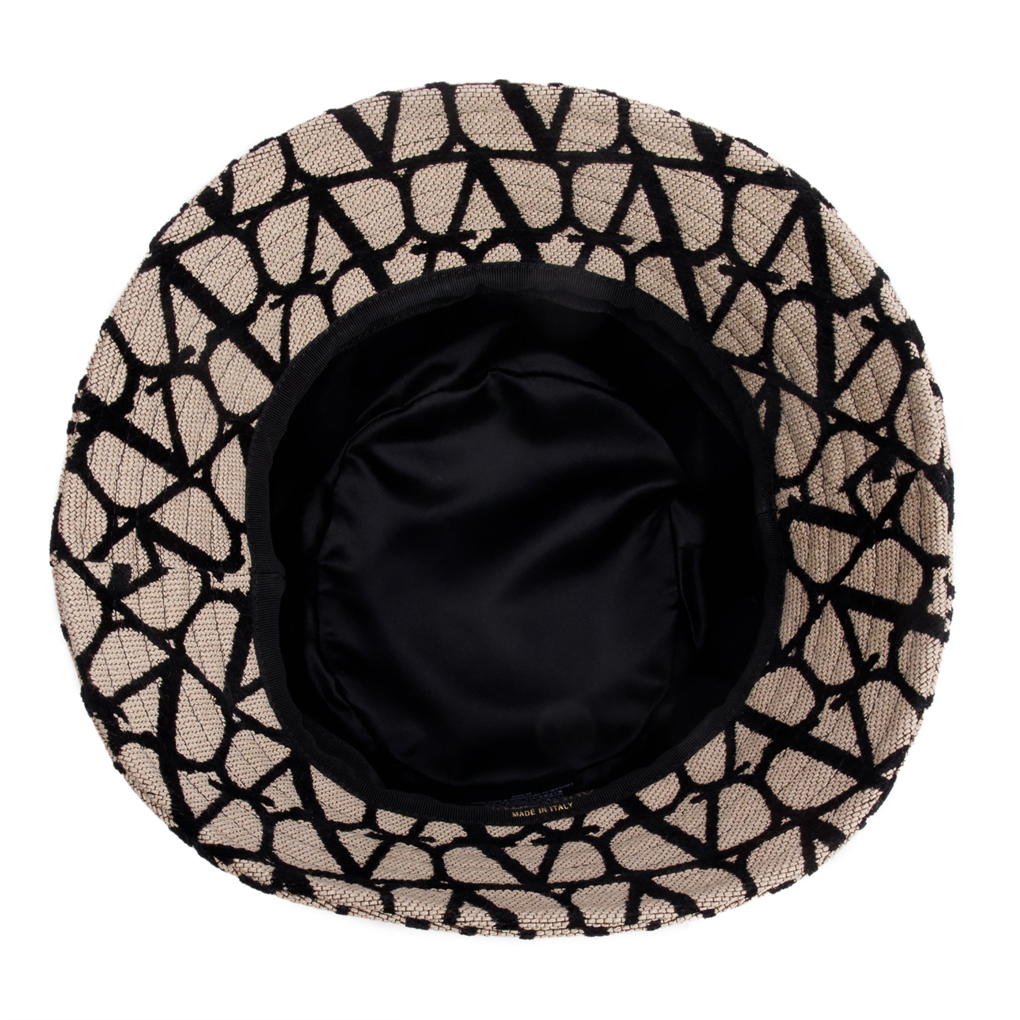 Valentino Beige/Black Iconographe Canvs Bucket Hat w/ Box