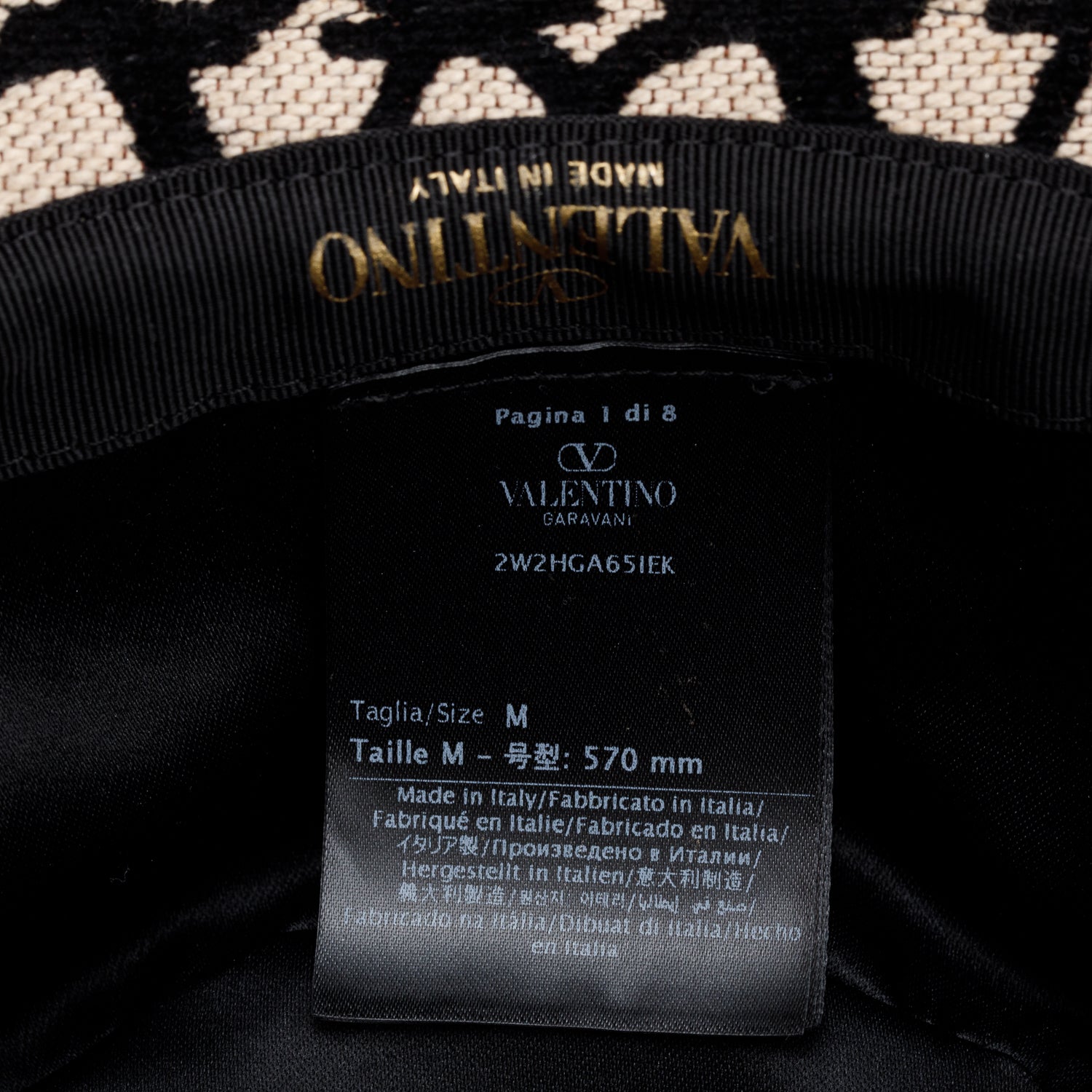 Valentino Beige/Black Iconographe Canvs Bucket Hat w/ Box