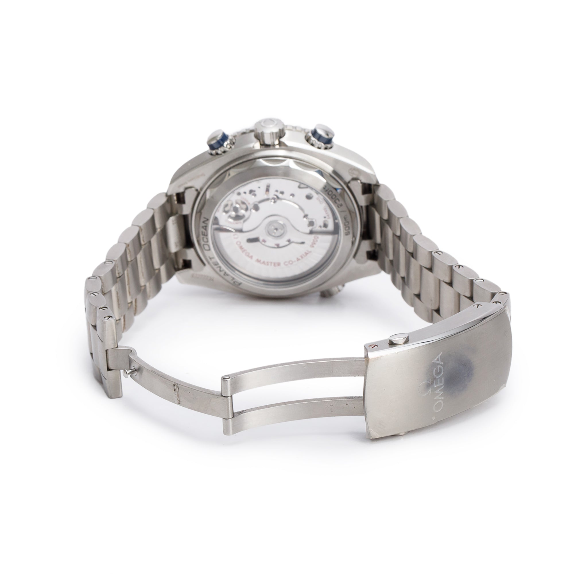 Omega 2021 Stainless Steel Seamaster Planet Ocean 600M 45.5 MM Co-Axial Master Chronometer Chronograph Automatic Watch Blue Dial w/ Box & Papers