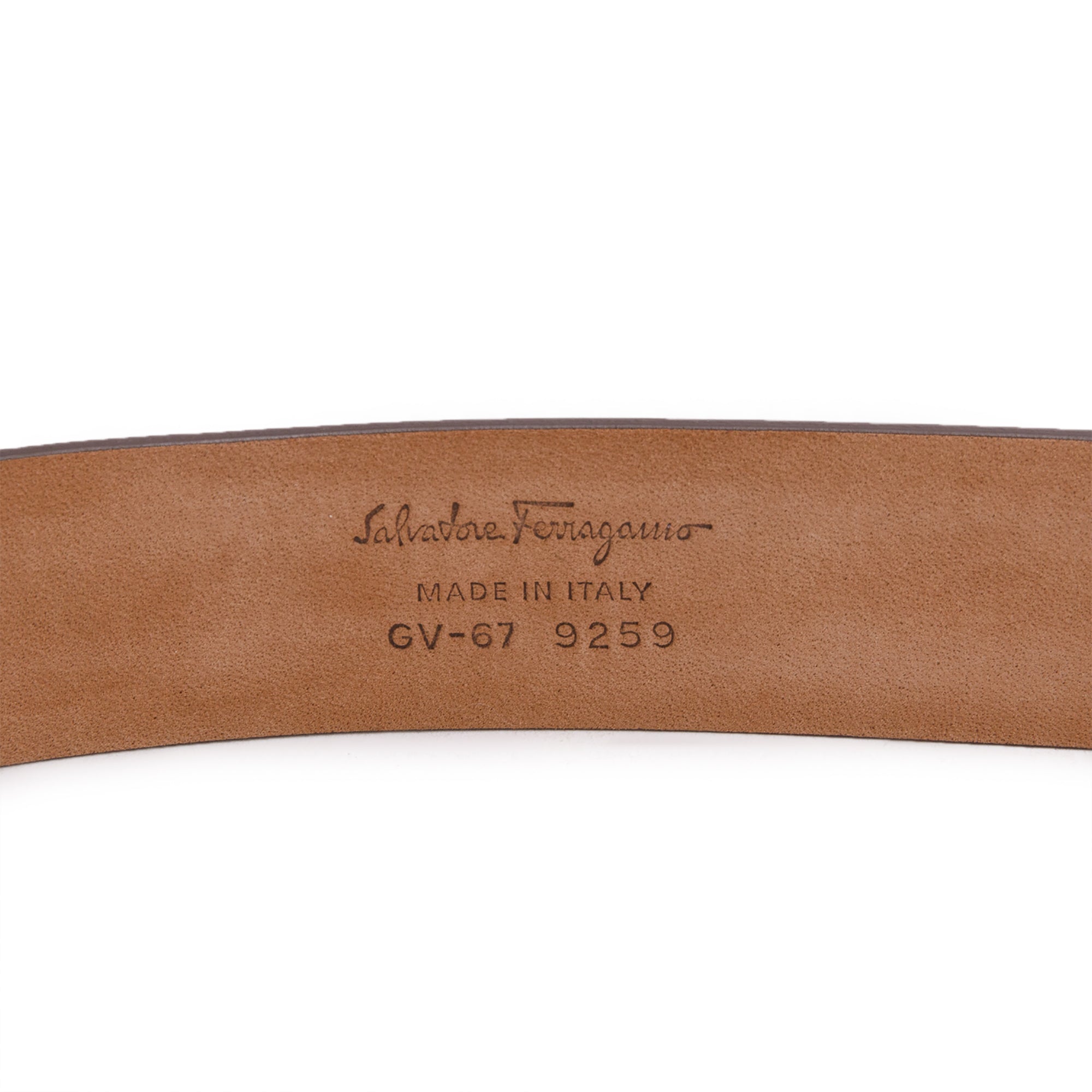 Ferragamo Brown Leather Adjustable Rectangular Buckle Belt w/ Box