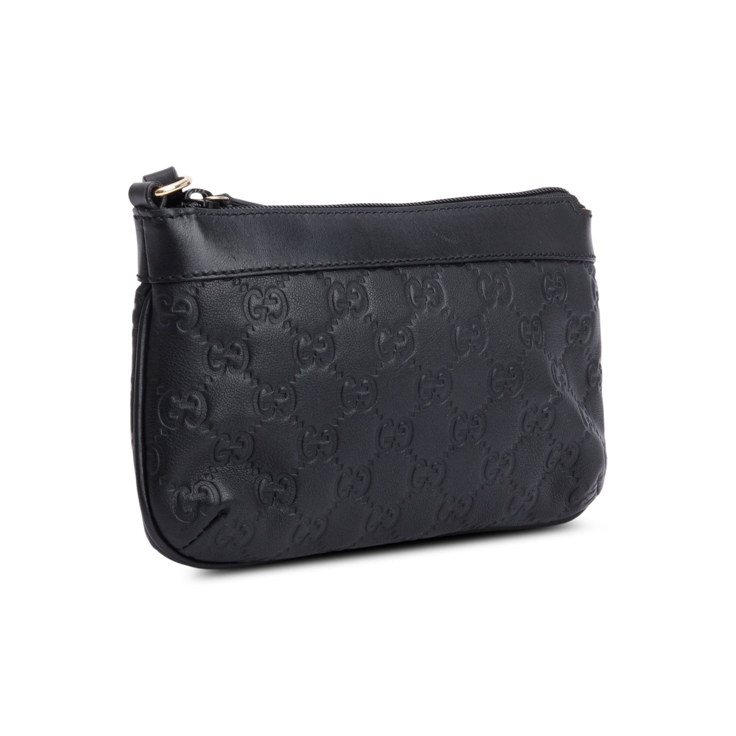 Gucci Black Signature Leather Wristlet