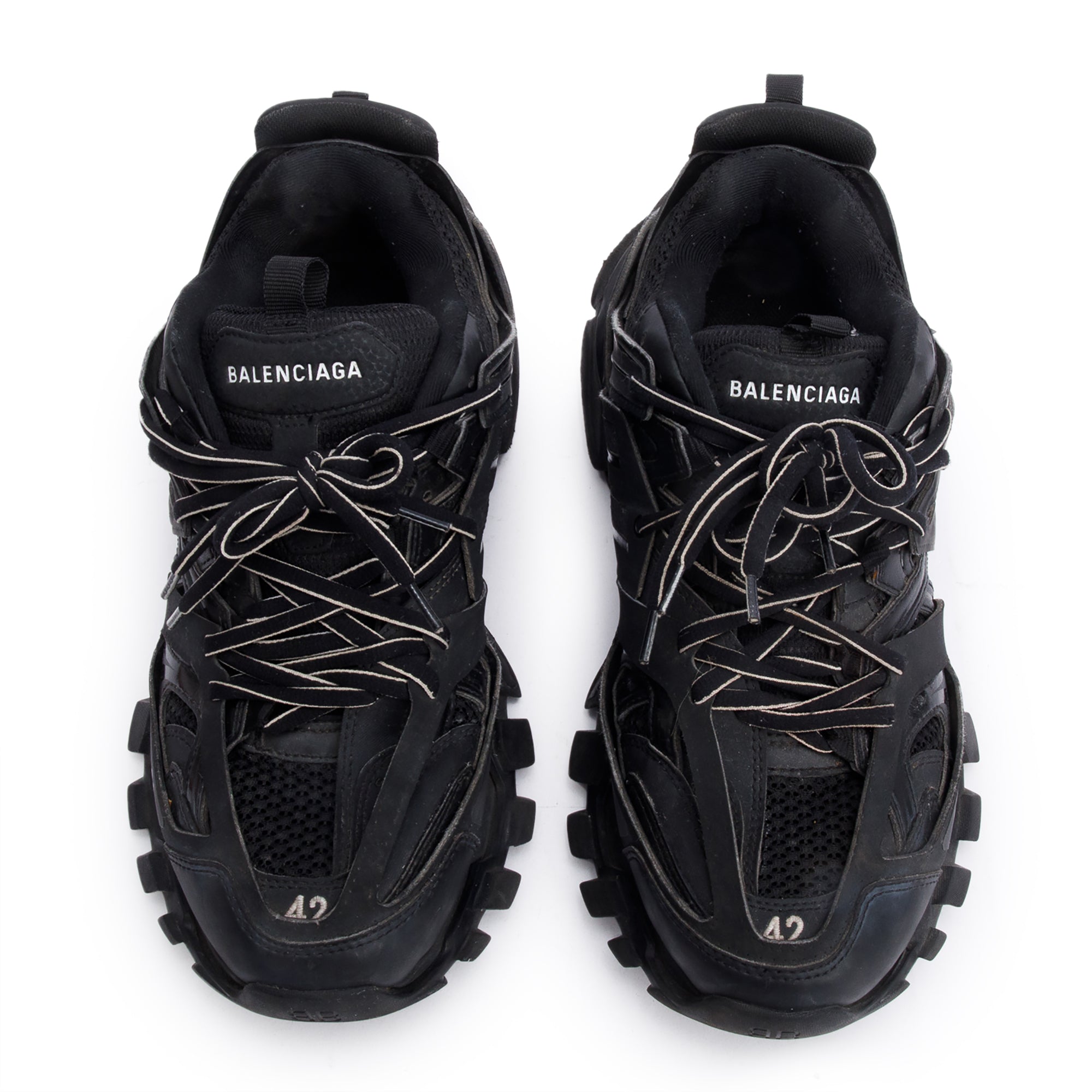 BALENCIAGA ブラック スニーカー 42 Balenciaga Black Leather Fabric Mesh Track Sneakers, Size 42