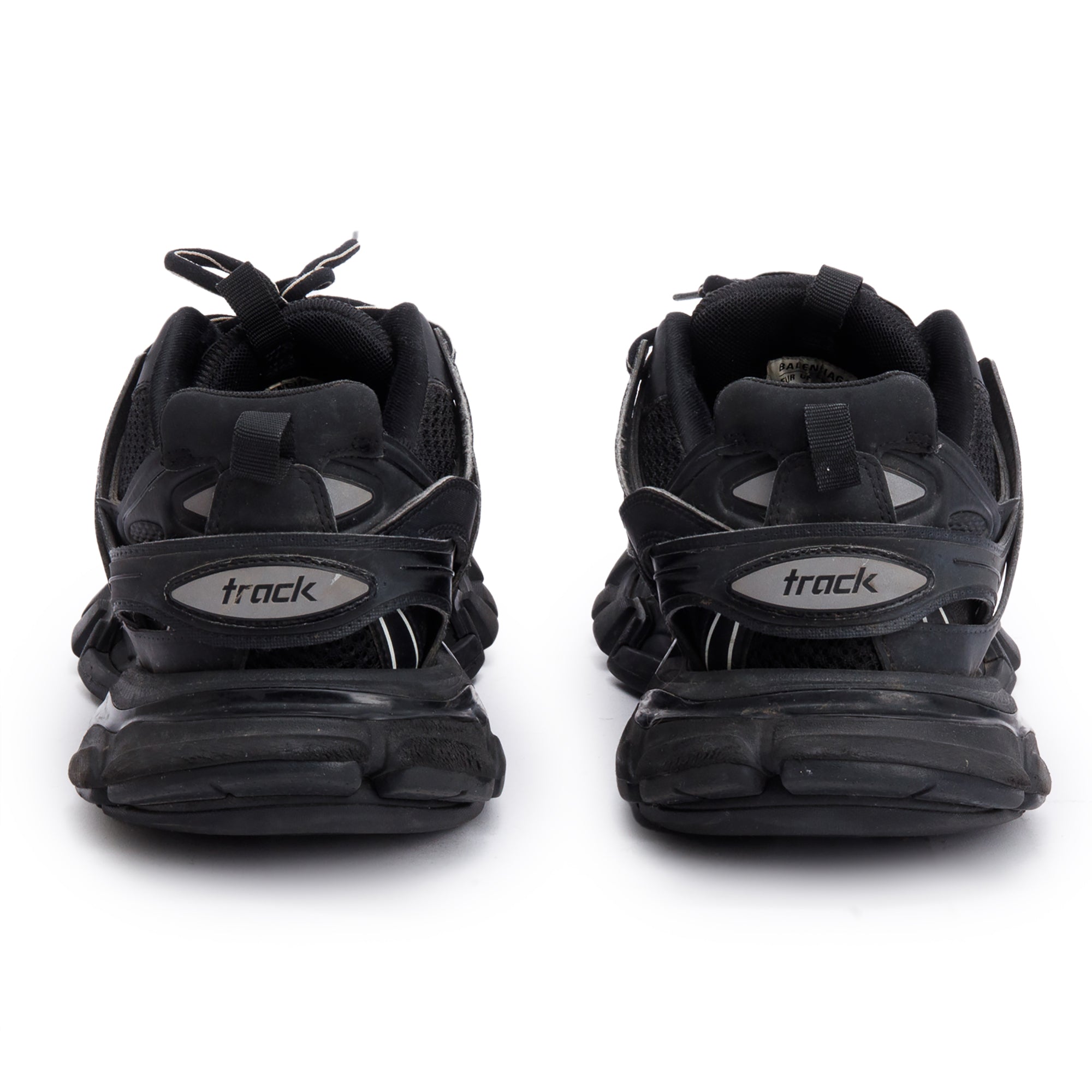 Balenciaga Black Leather Fabric Mesh Track Sneakers, Size 42