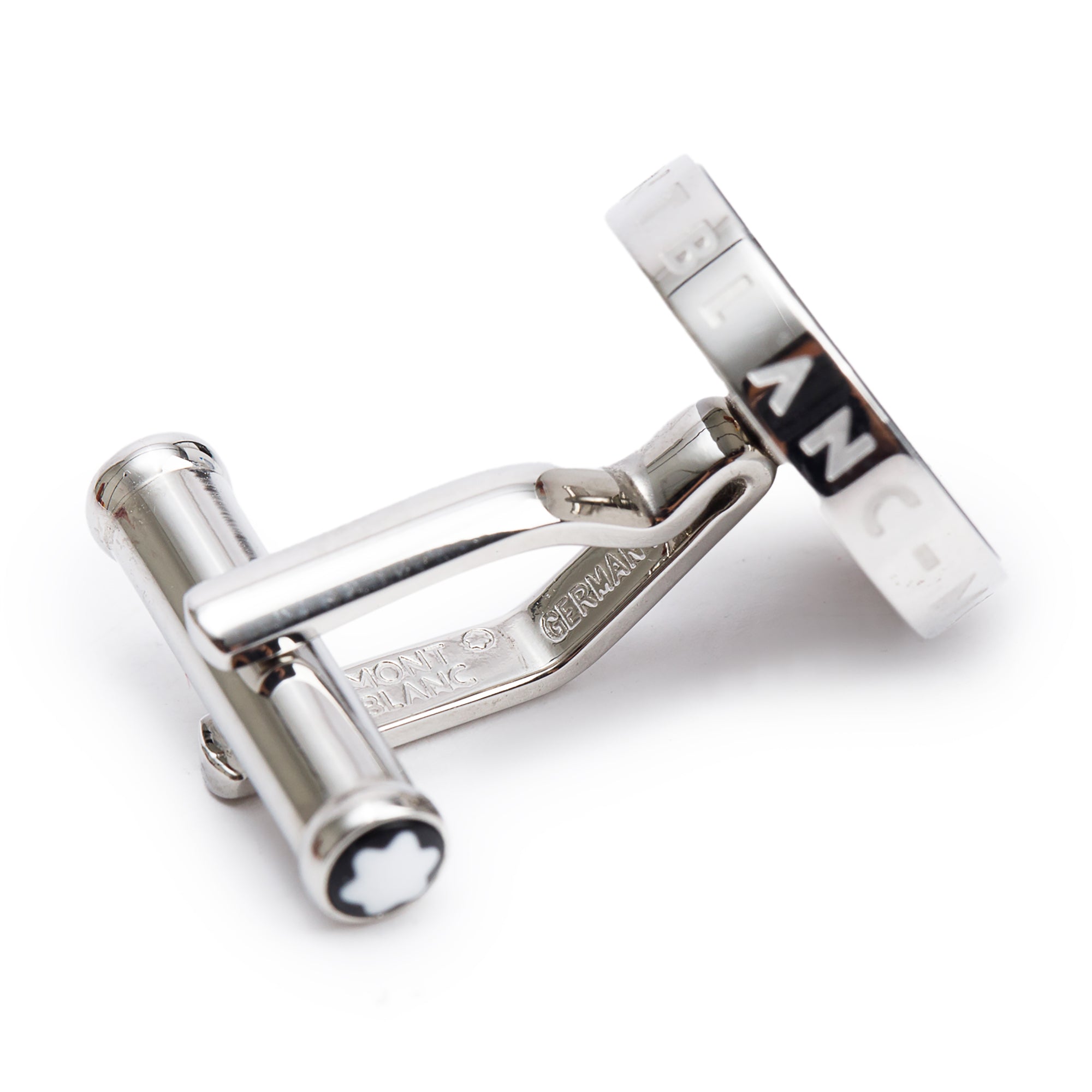 Montblanc Stainless Steel Contemporary Collection Black Sapphire Glass Cufflinks w/ Box