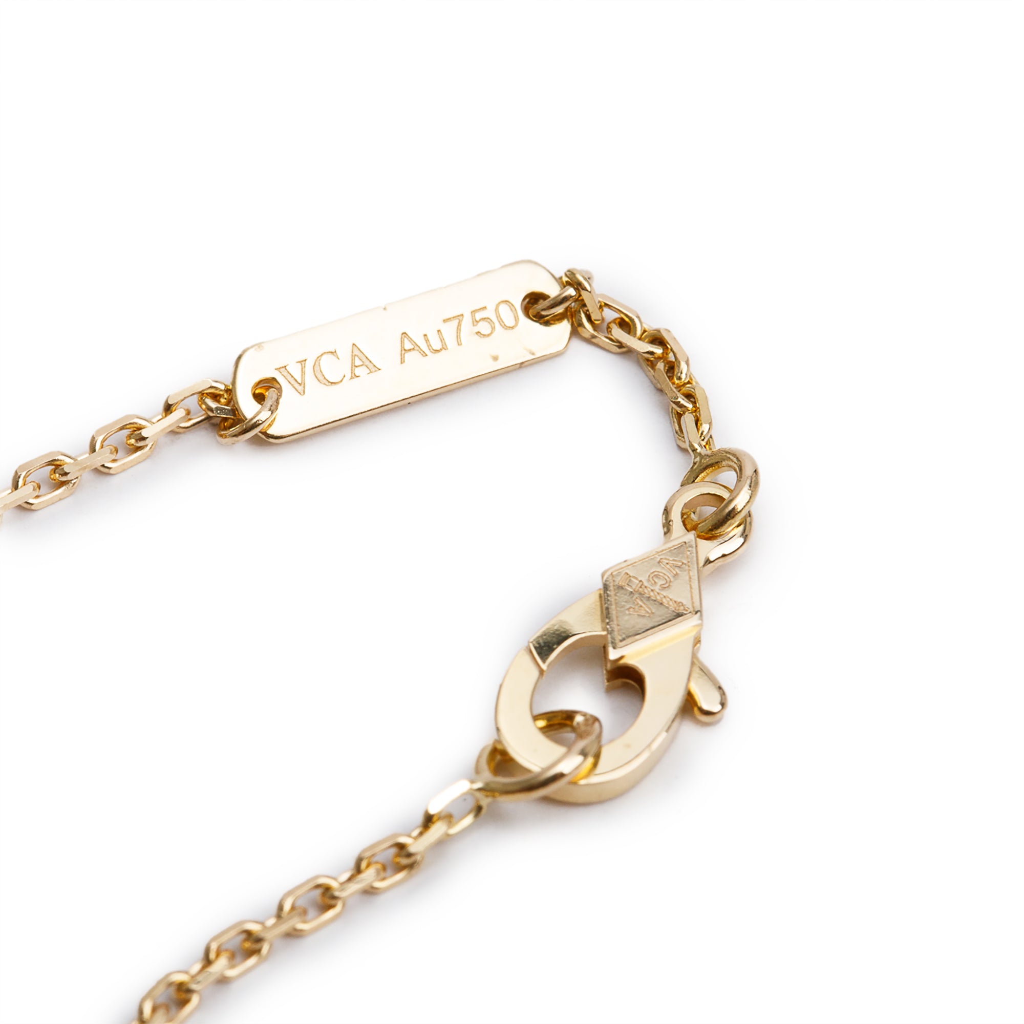Van Cleef & Arpels 18k Yellow Gold Diamond Vintage Alhambra Pendant Necklace w/ Box & Certificate