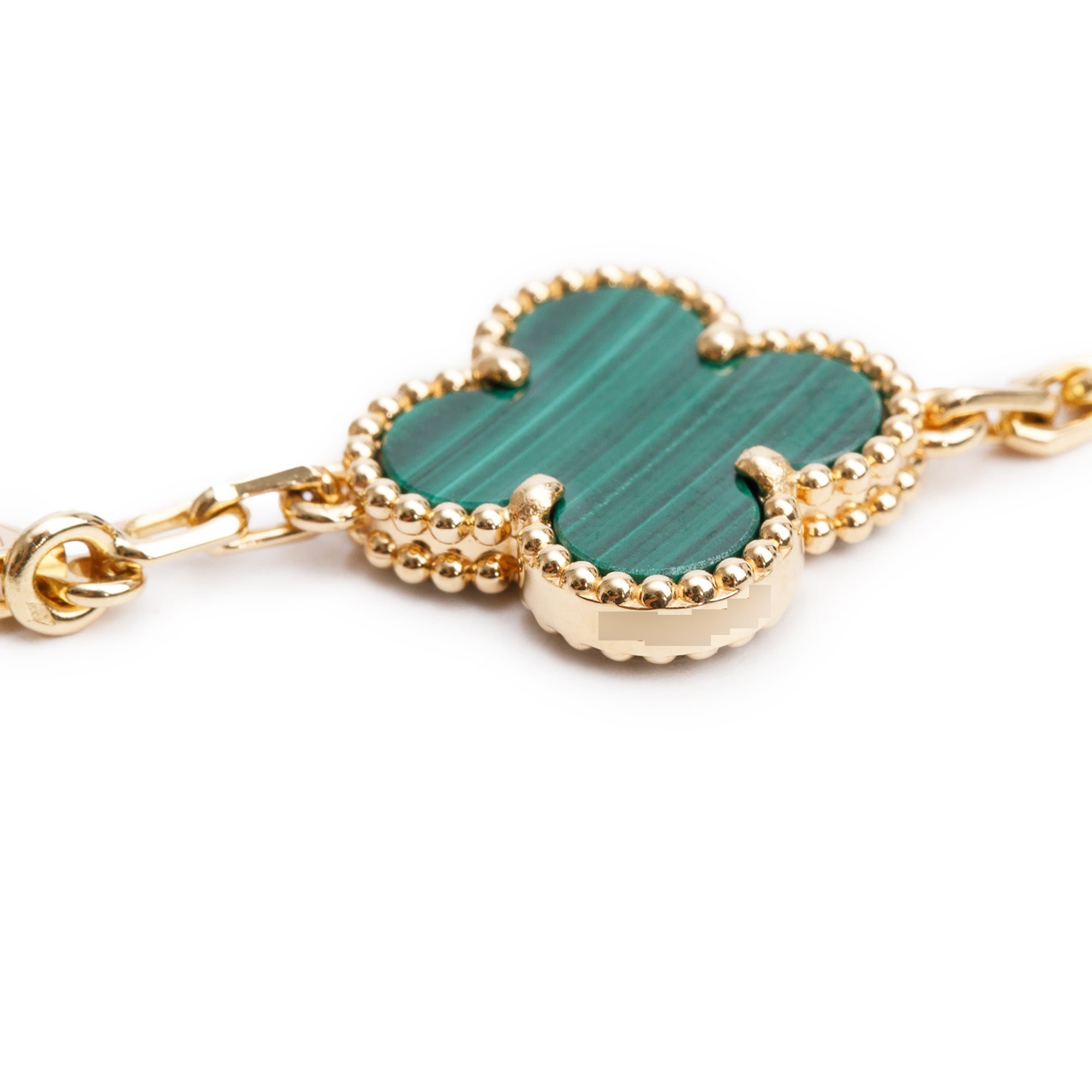 Van Cleef & Arpels 2024 18k Yellow Gold Vintage 5 Motif Malachite Bracelet w/ Box & Certificate