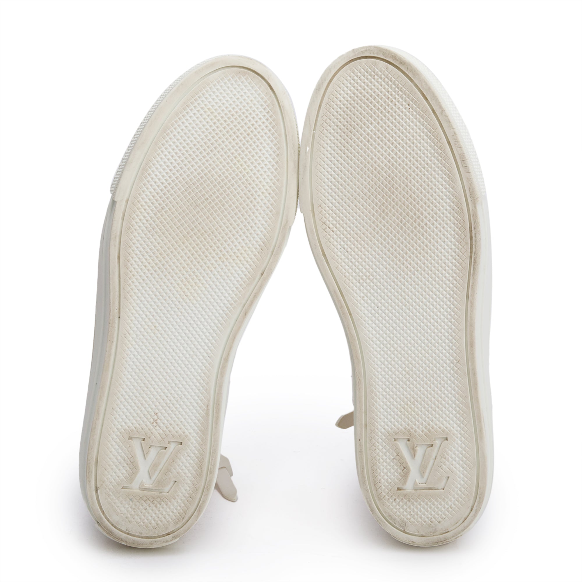 Louis Vuitton 2020 White Leather Pink Monogram Mesh Stellar Sneakers, Size 36