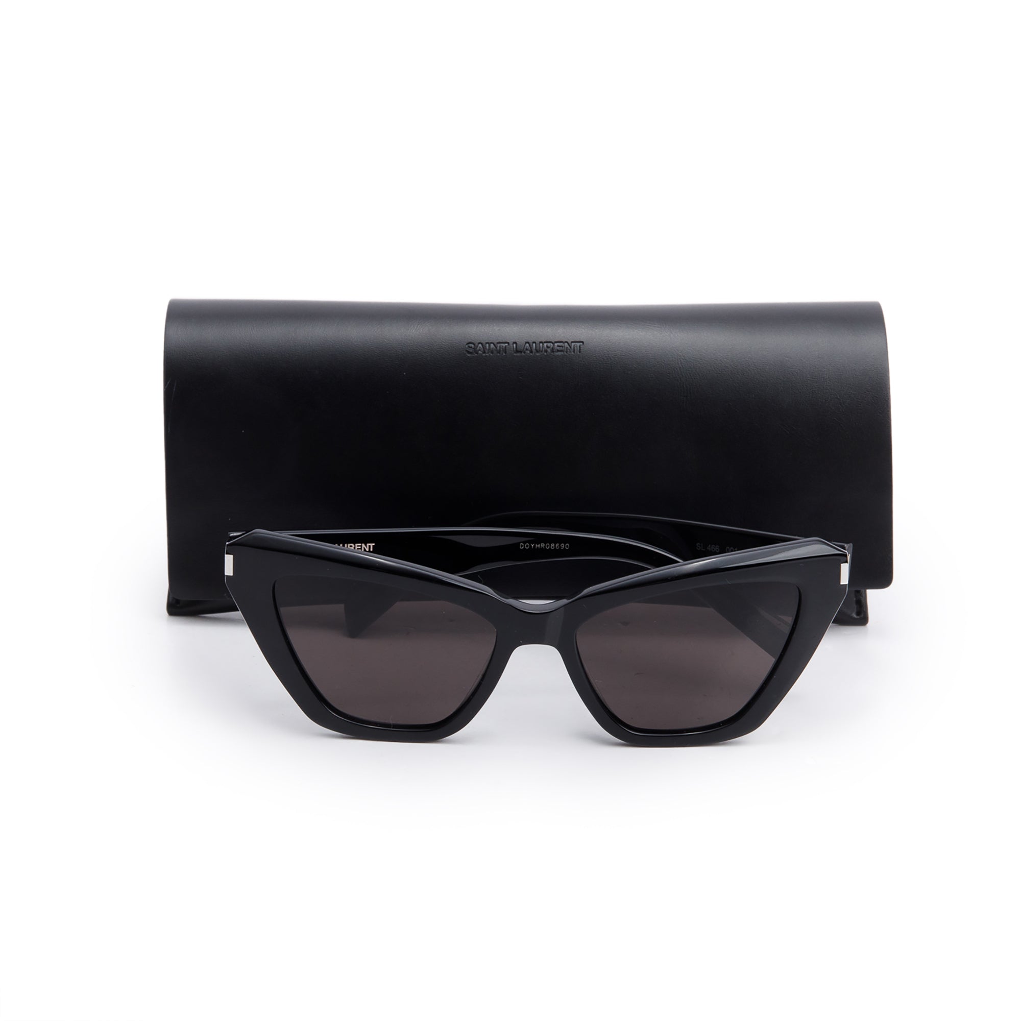 Saint Laurent SL 466 Black Acetate Cat Eye Sunglasses w/ Case