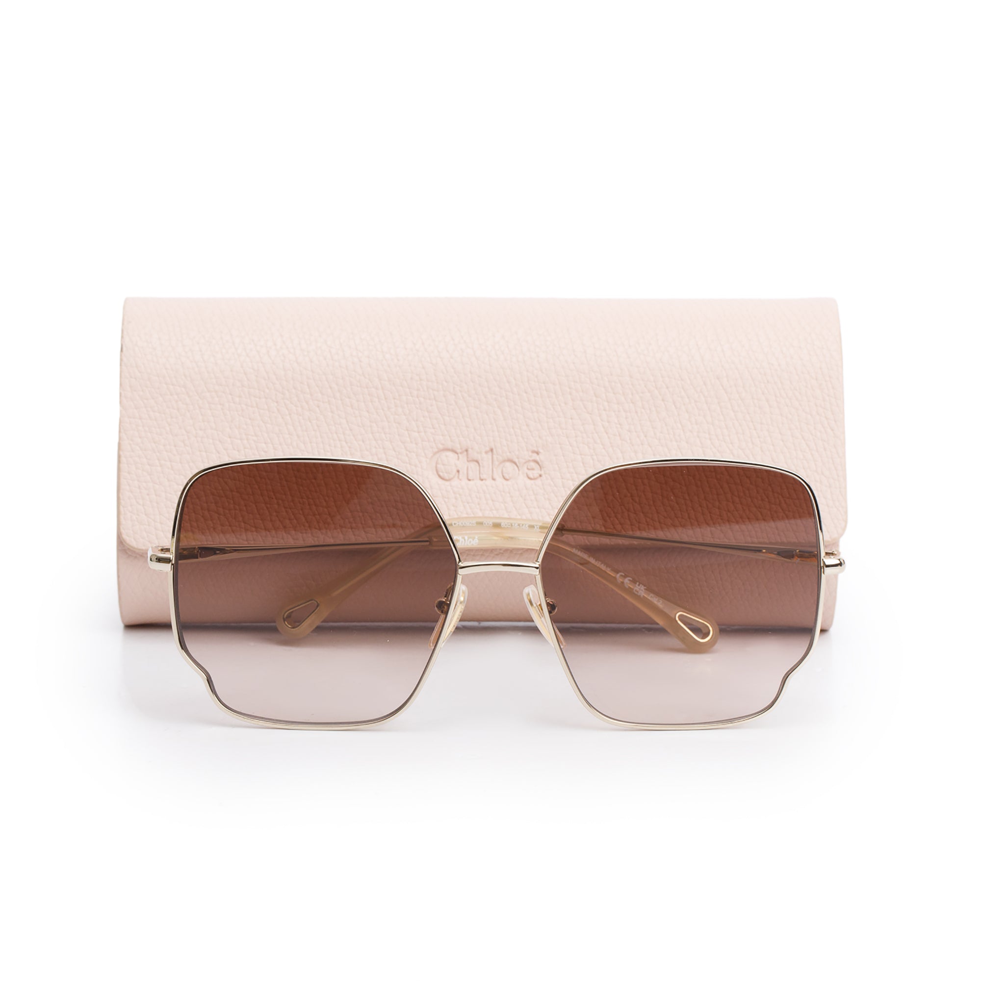 Chloe CH0092S Gold Tone Metal Gradient Butterfly Sunglasses w/ Case