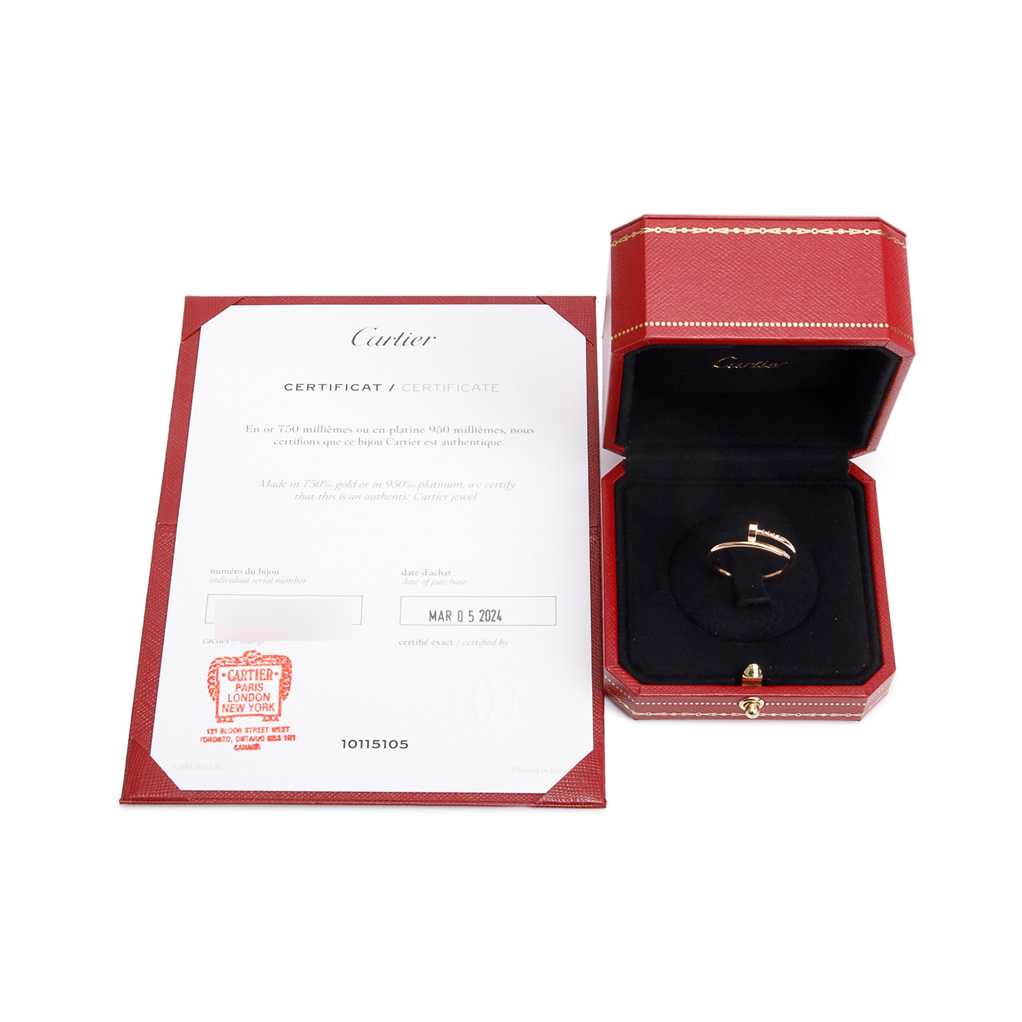 Cartier 2024 18k Rose Gold Juste Un Clou Ring, Small Model, Size 59 8.75 w/ Box, Receipt & Certificate