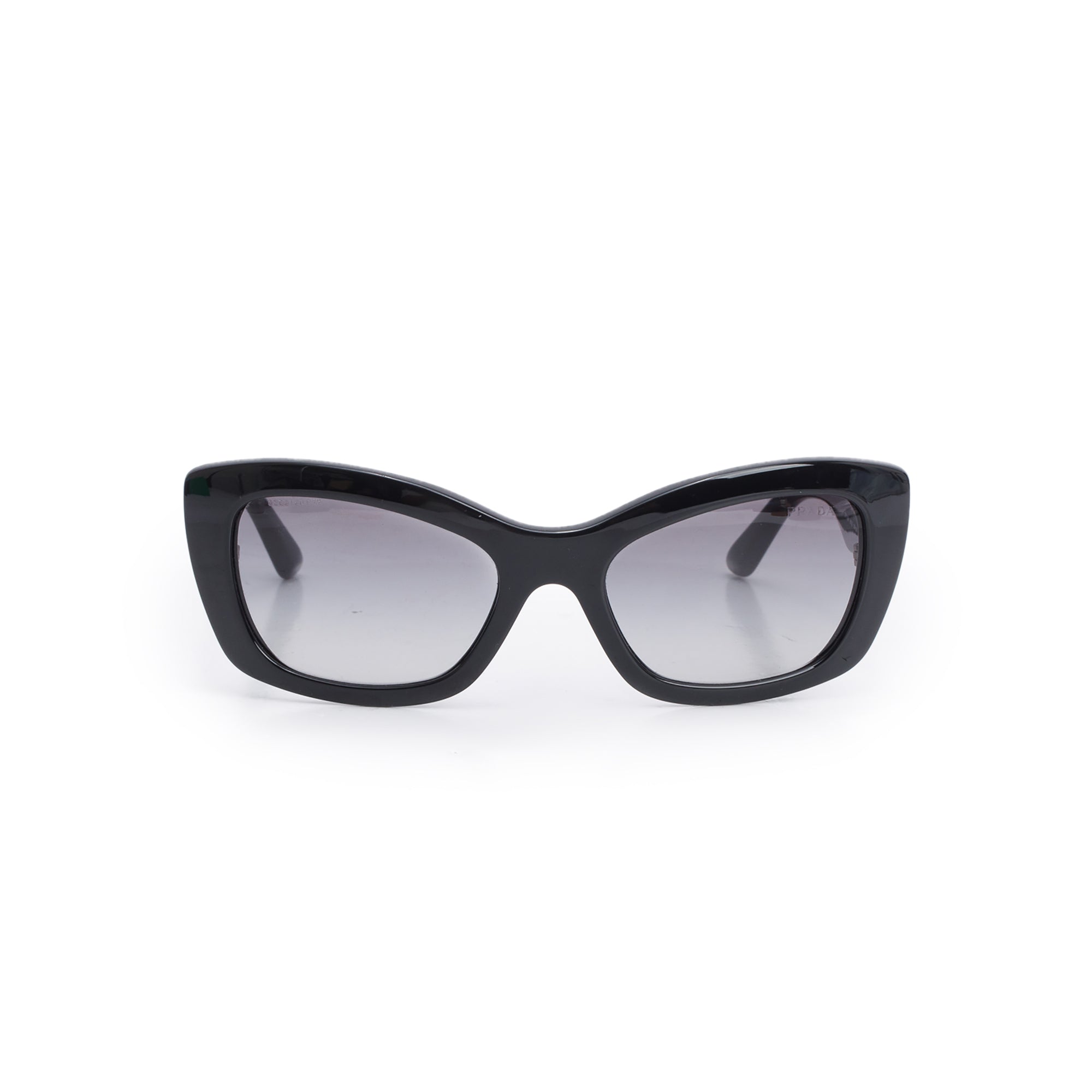 Prada SPR 19M Black Acetate Cat Eye Sunglasses w/ Box & Case