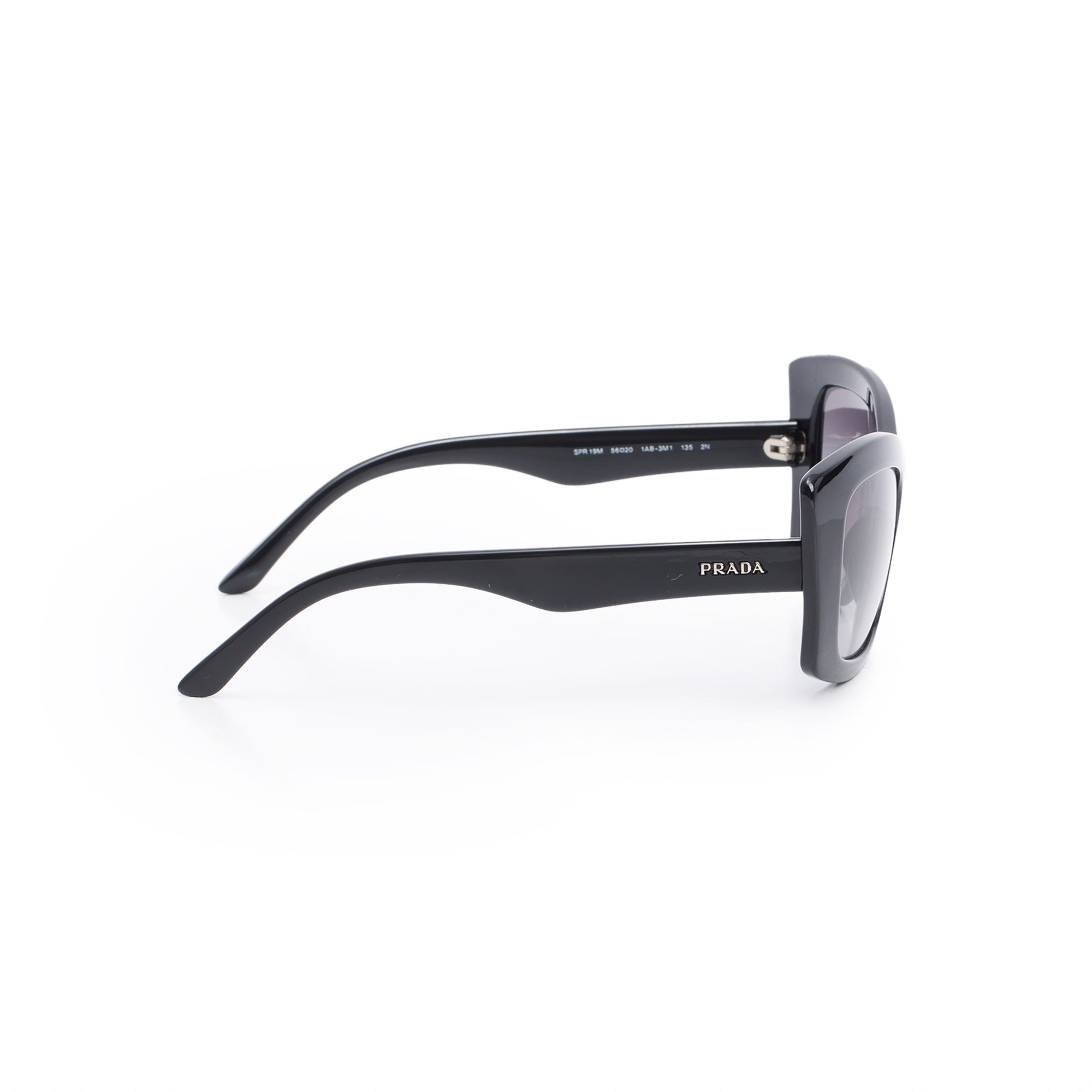 Prada SPR 19M Black Acetate Cat Eye Sunglasses w/ Box & Case