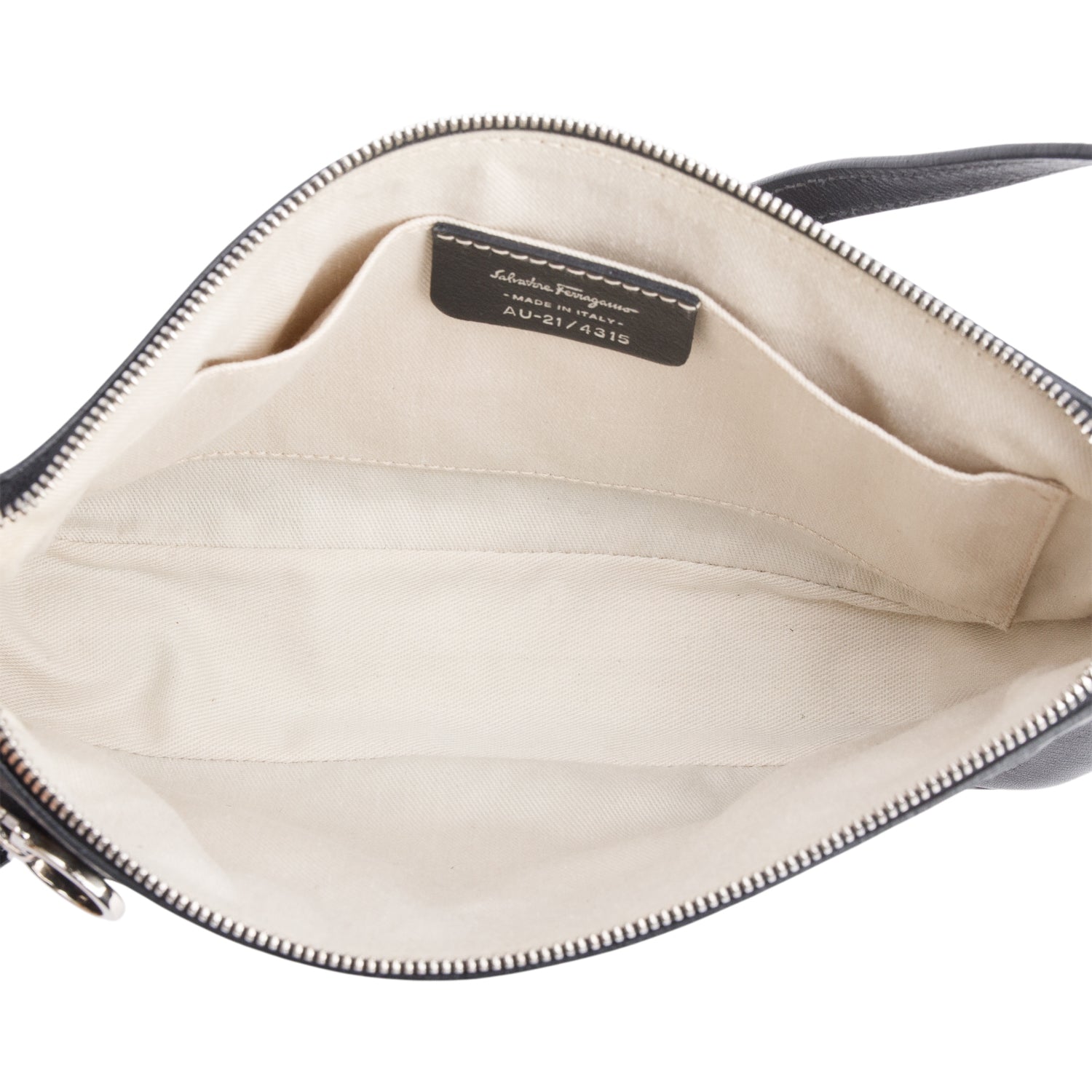 Ferragamo Black Leather Double Gancini Mini Pochetter Bag