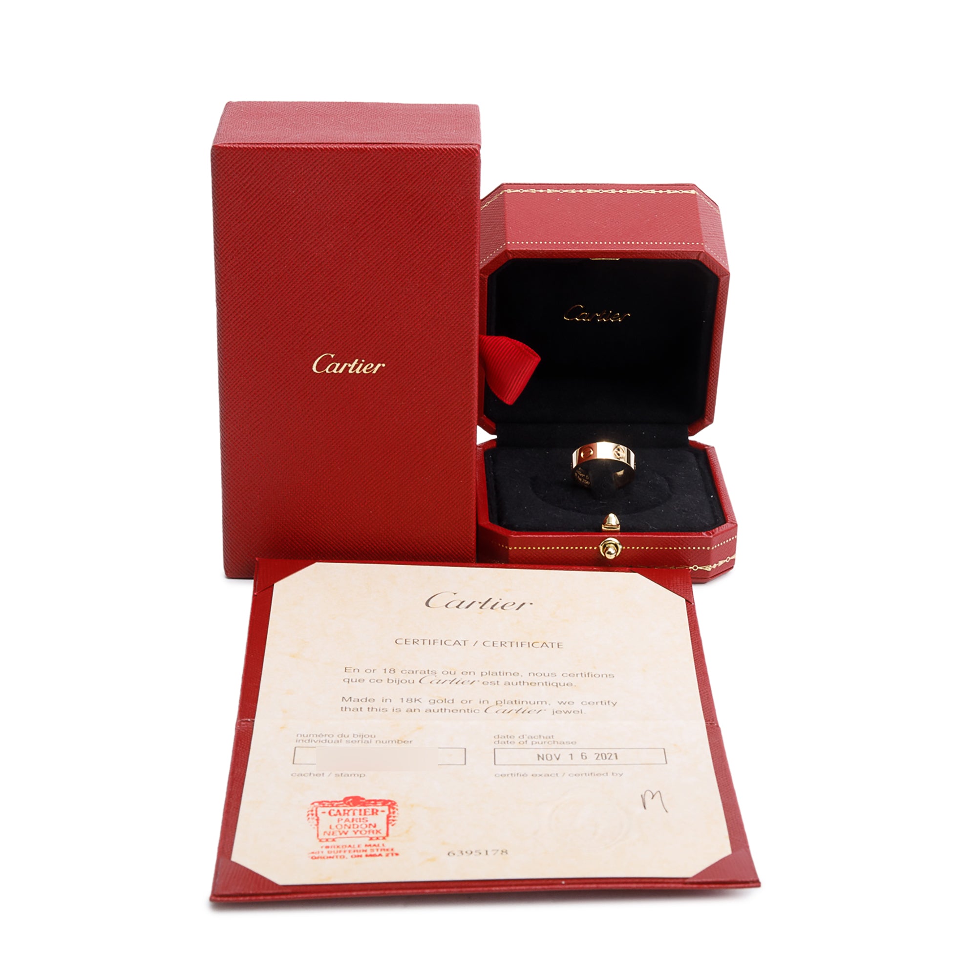 Cartier 2021 18k Yellow Gold 5.5 MM Love Ring, Size 51 5.75 w/ Box, Receipt & Certificate