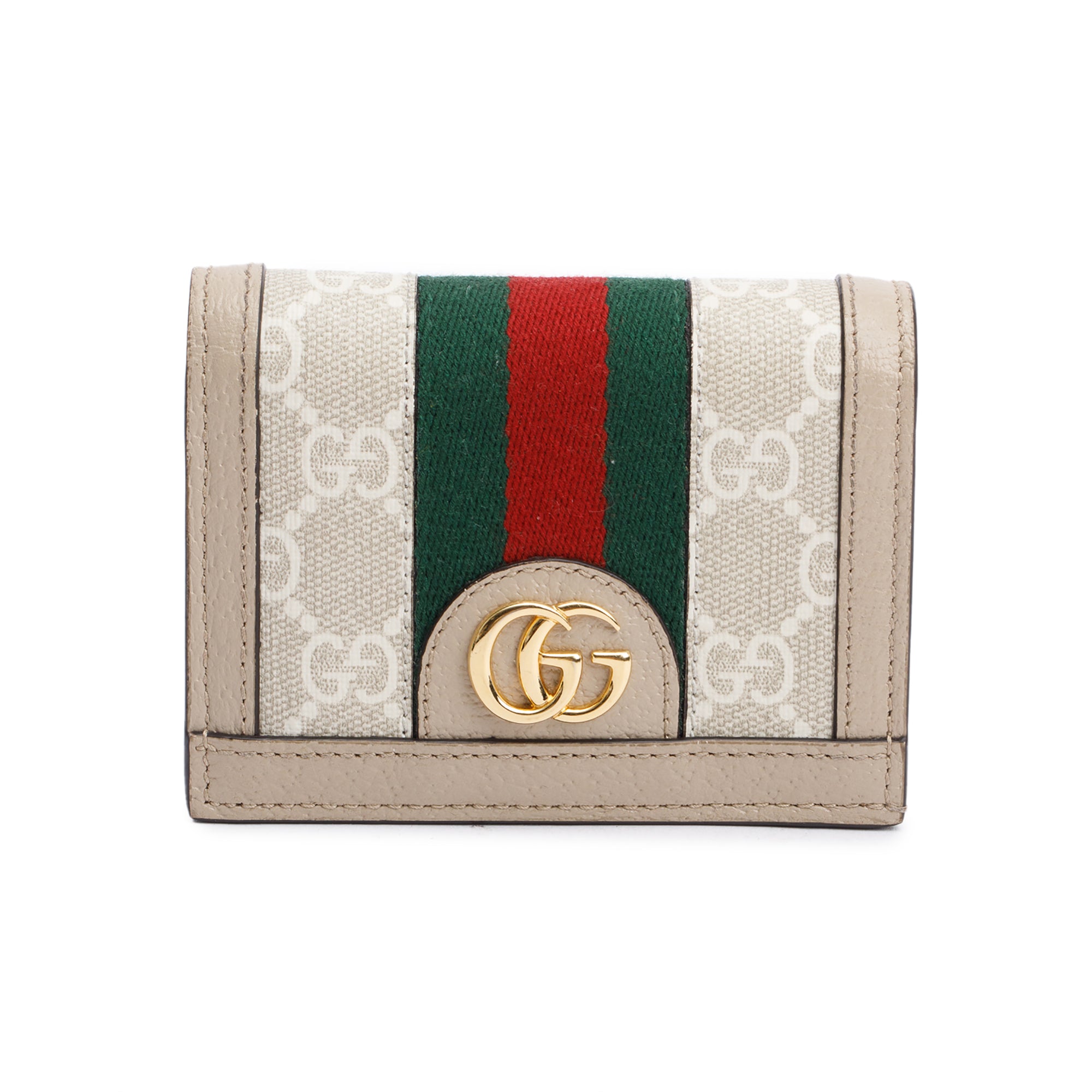 Gucci Beige Ophidia GG Supreme Canvas Card Case Wallet w/ Box