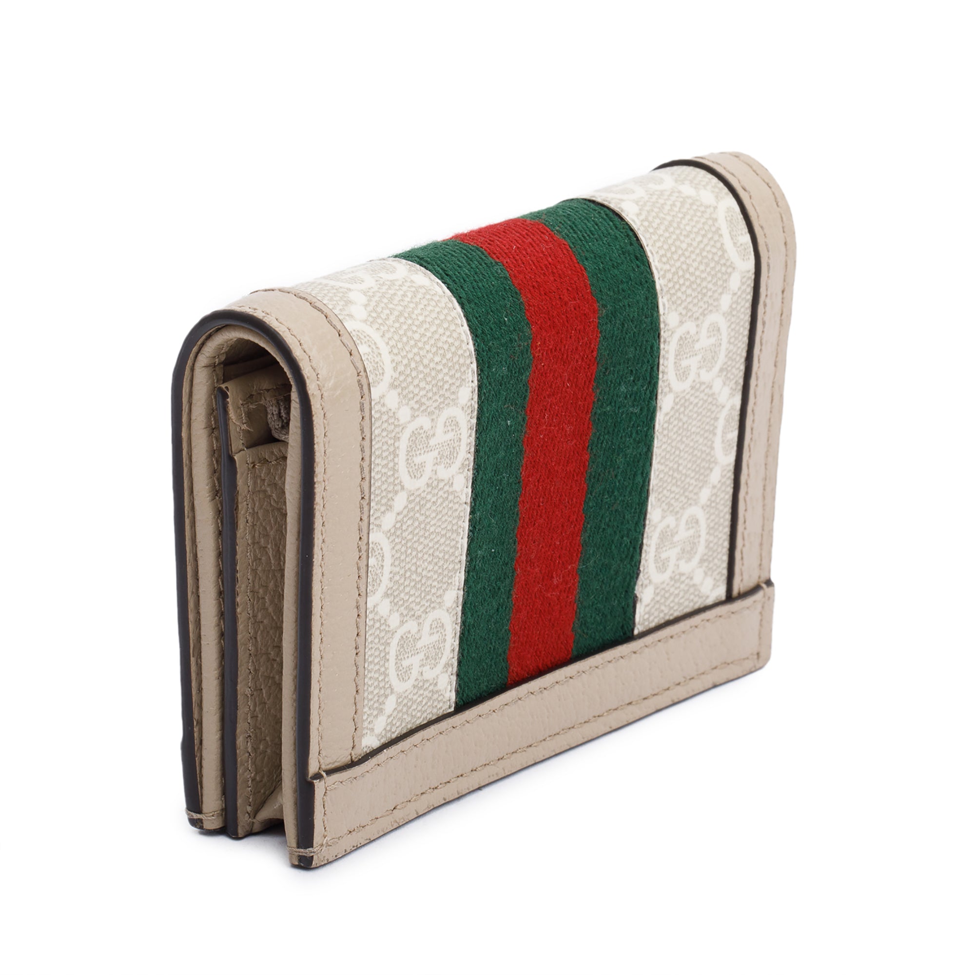 Gucci Beige Ophidia GG Supreme Canvas Card Case Wallet w/ Box