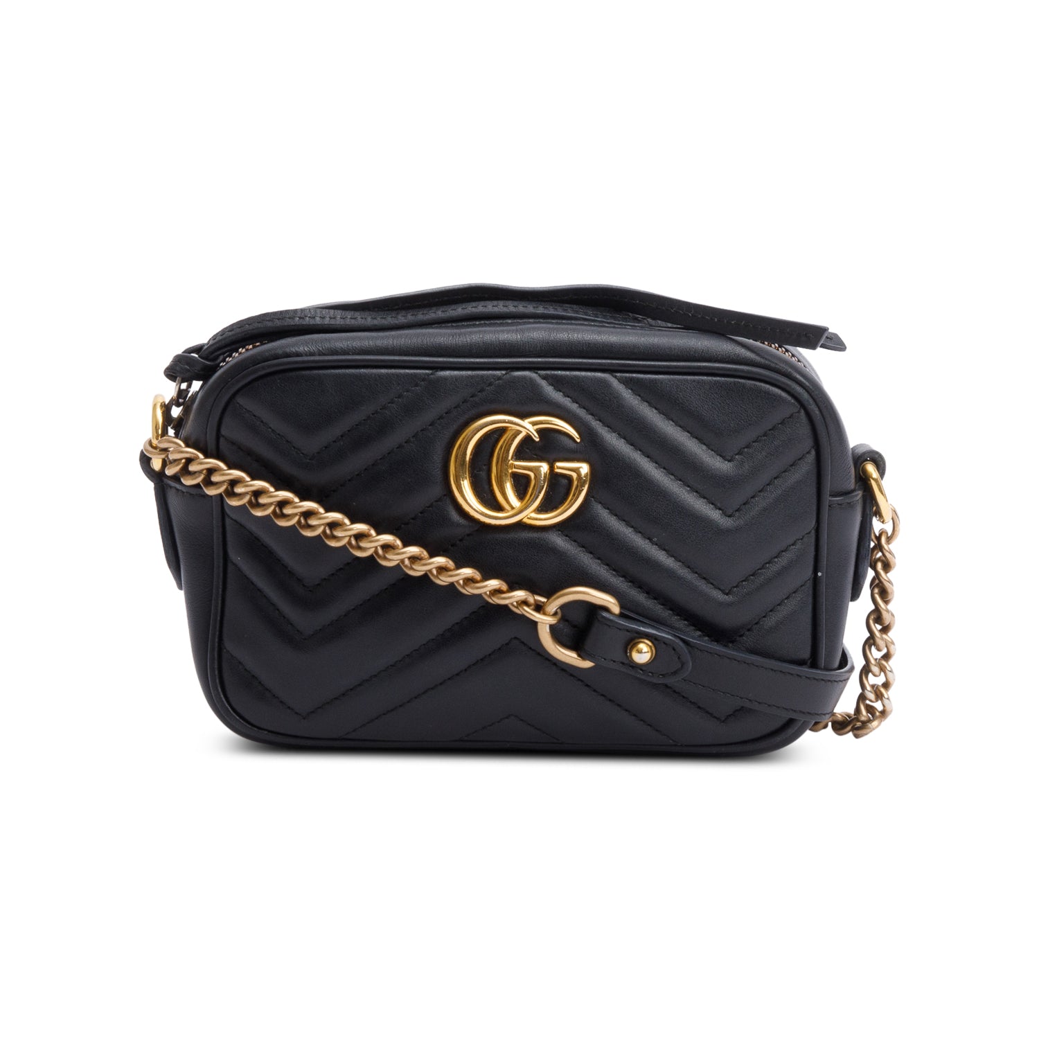 Gucci Black GG Marmont Matelasse Mini Camera Bag