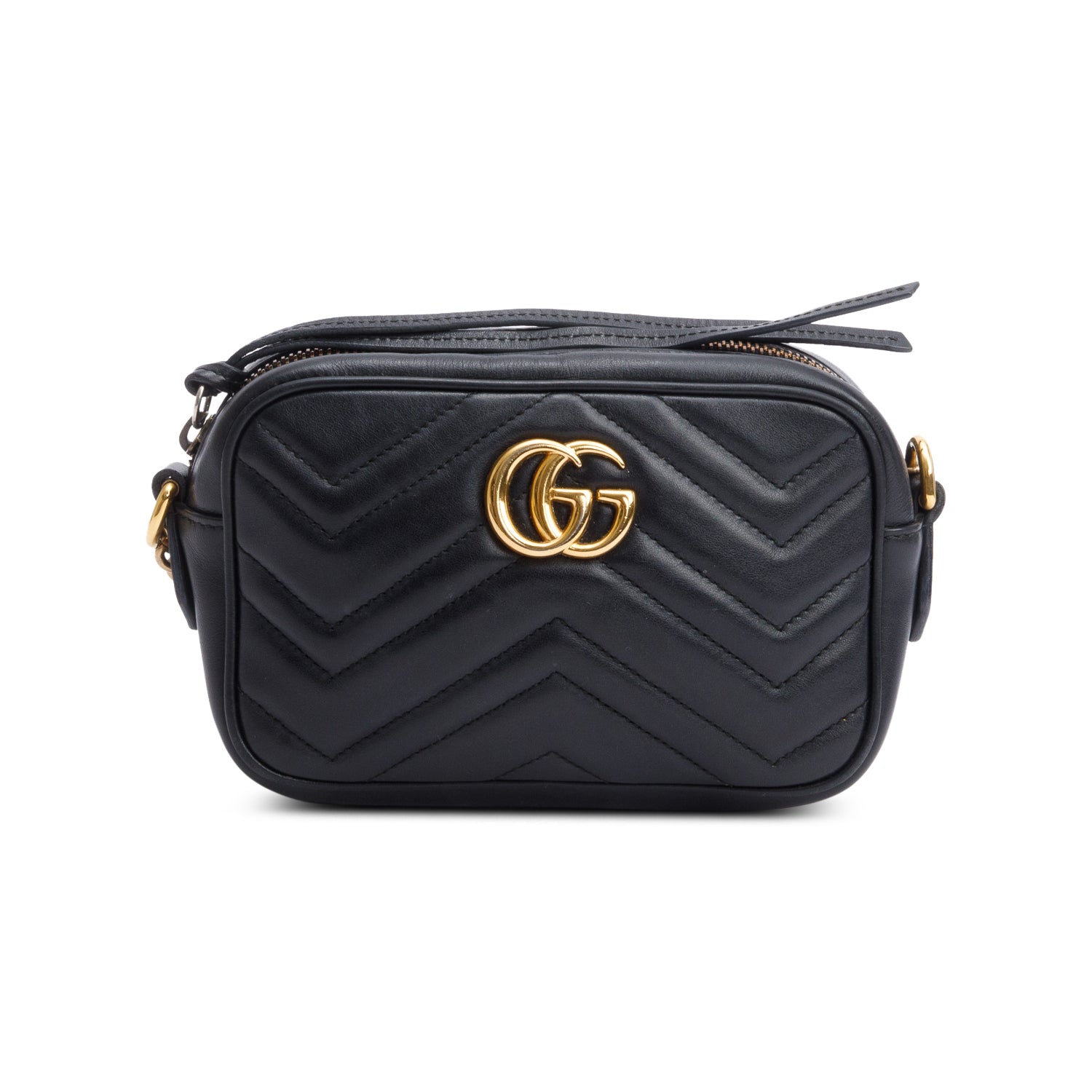 Gucci Black GG Marmont Matelasse Mini Camera Bag